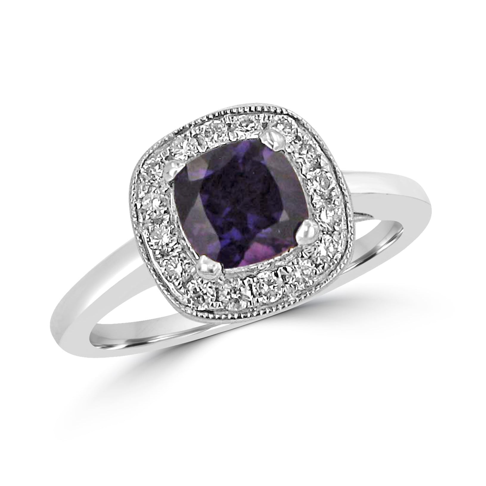1ct Amethyst and Diamond Cluster Ring in 18ct White Gold