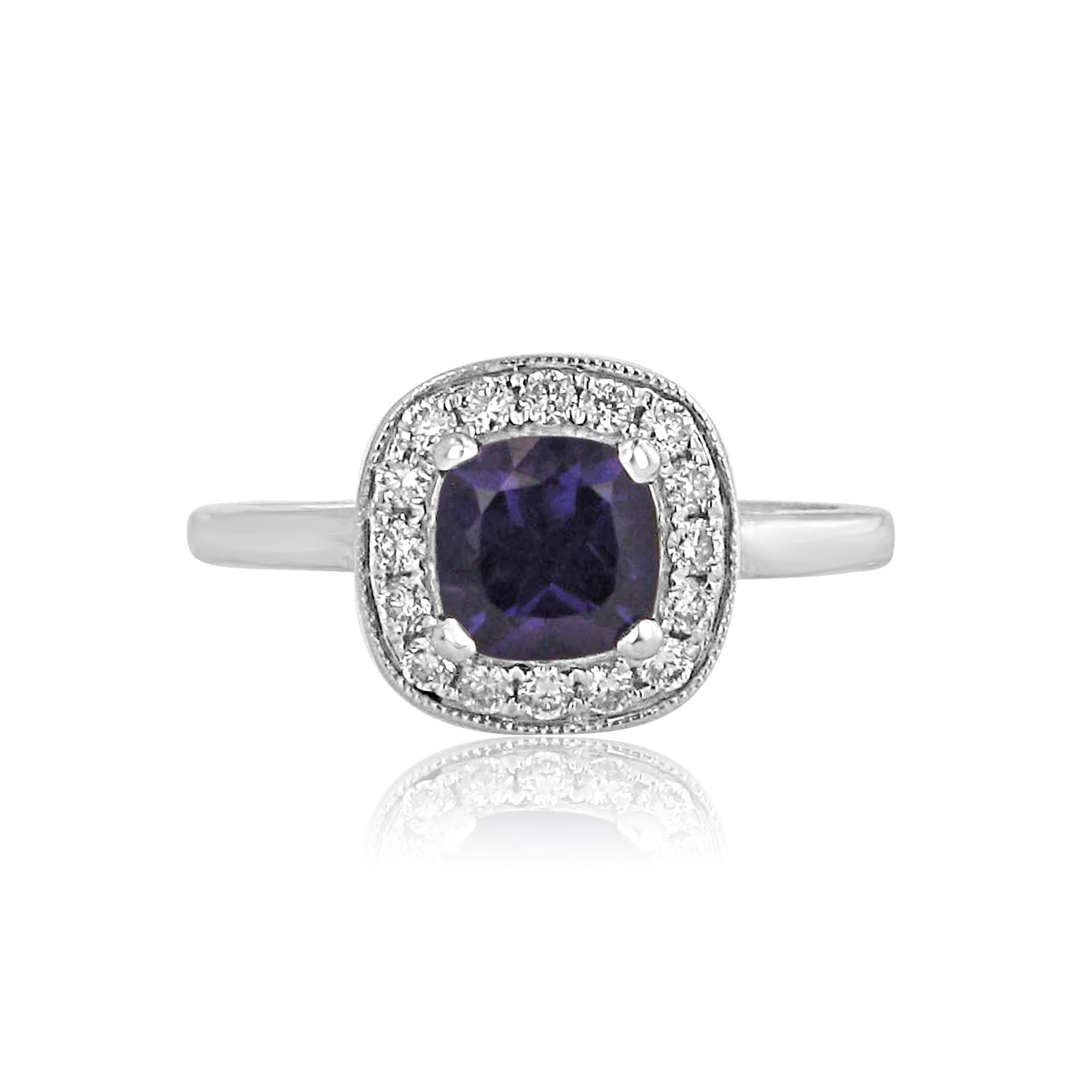 1ct Amethyst and Diamond Cluster Ring in 18ct White Gold