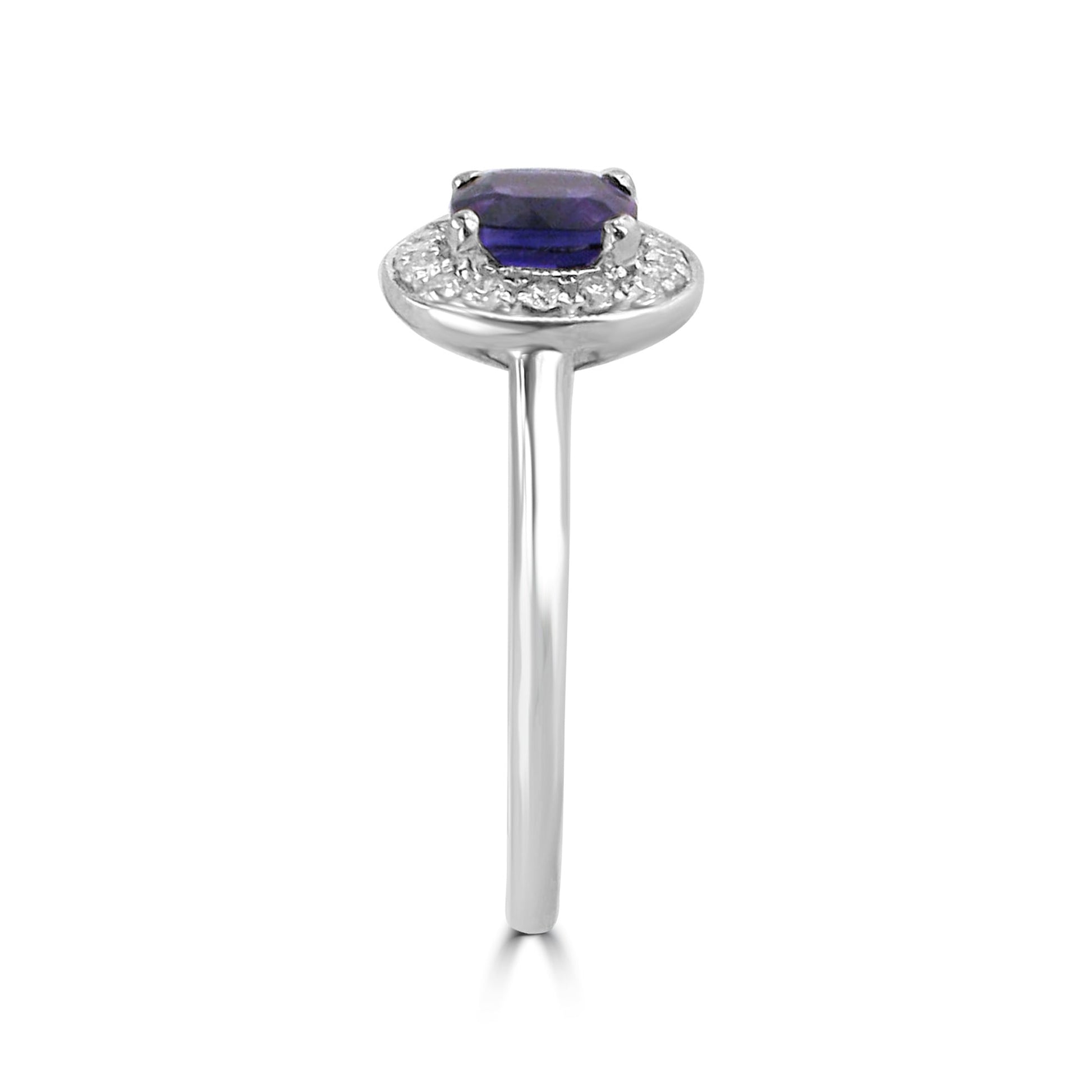 1ct Amethyst and Diamond Cluster Ring in 18ct White Gold