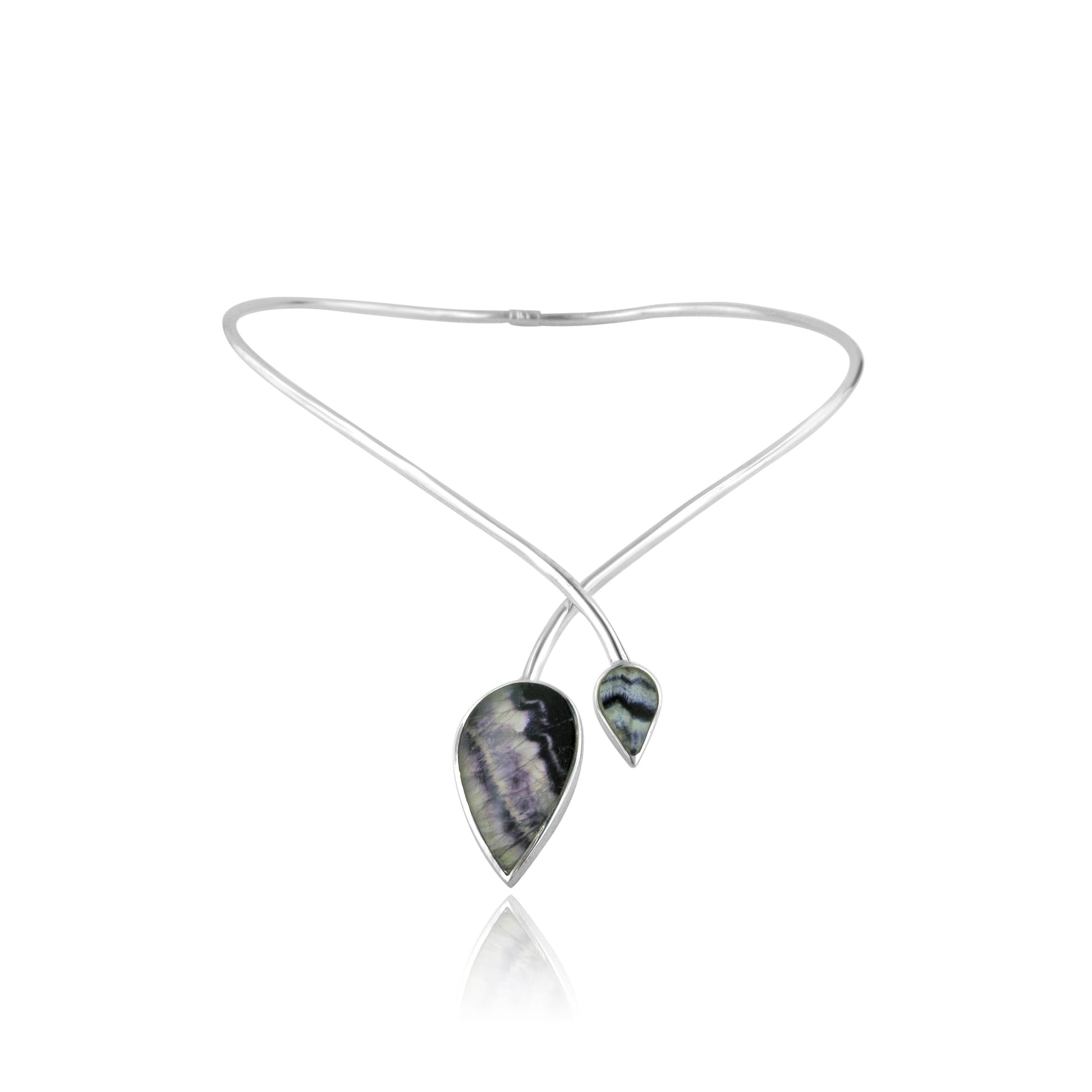 Silver Collar/ Necklet With Double Blue John Ends