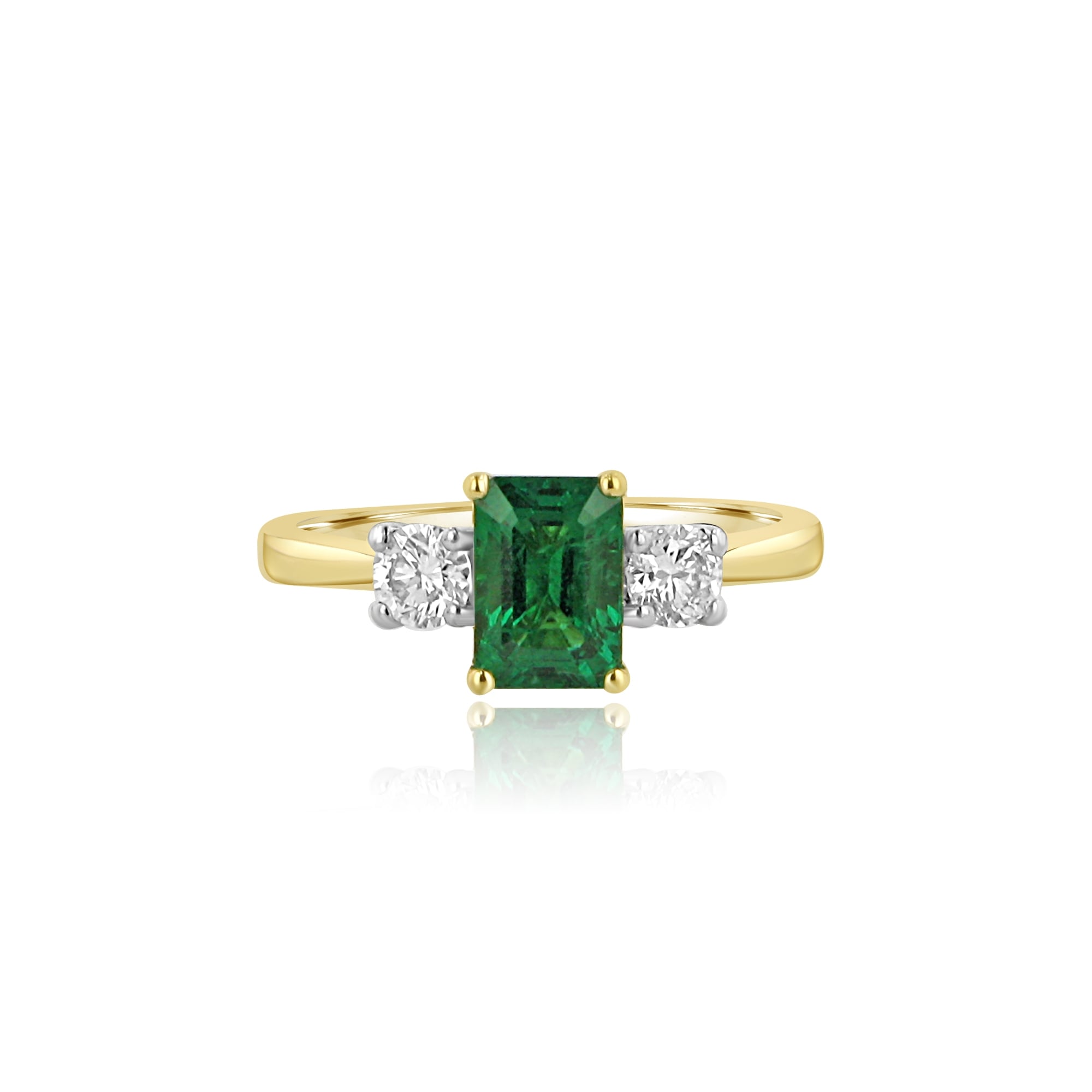 18ct Gold Emerald and Diamond Three Stone Ring