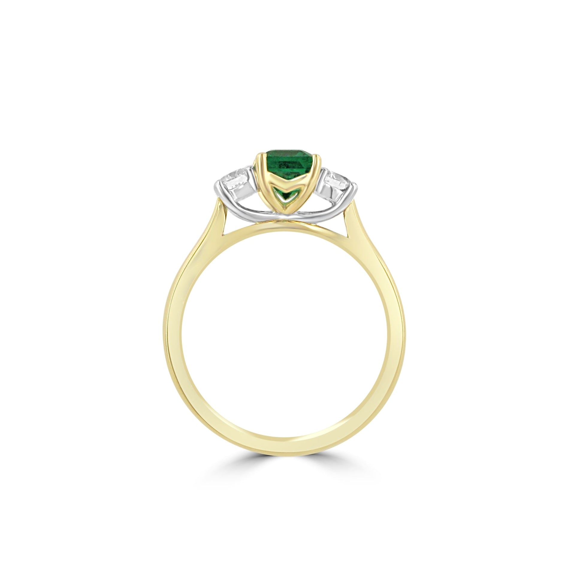 18ct Gold Emerald and Diamond Three Stone Ring