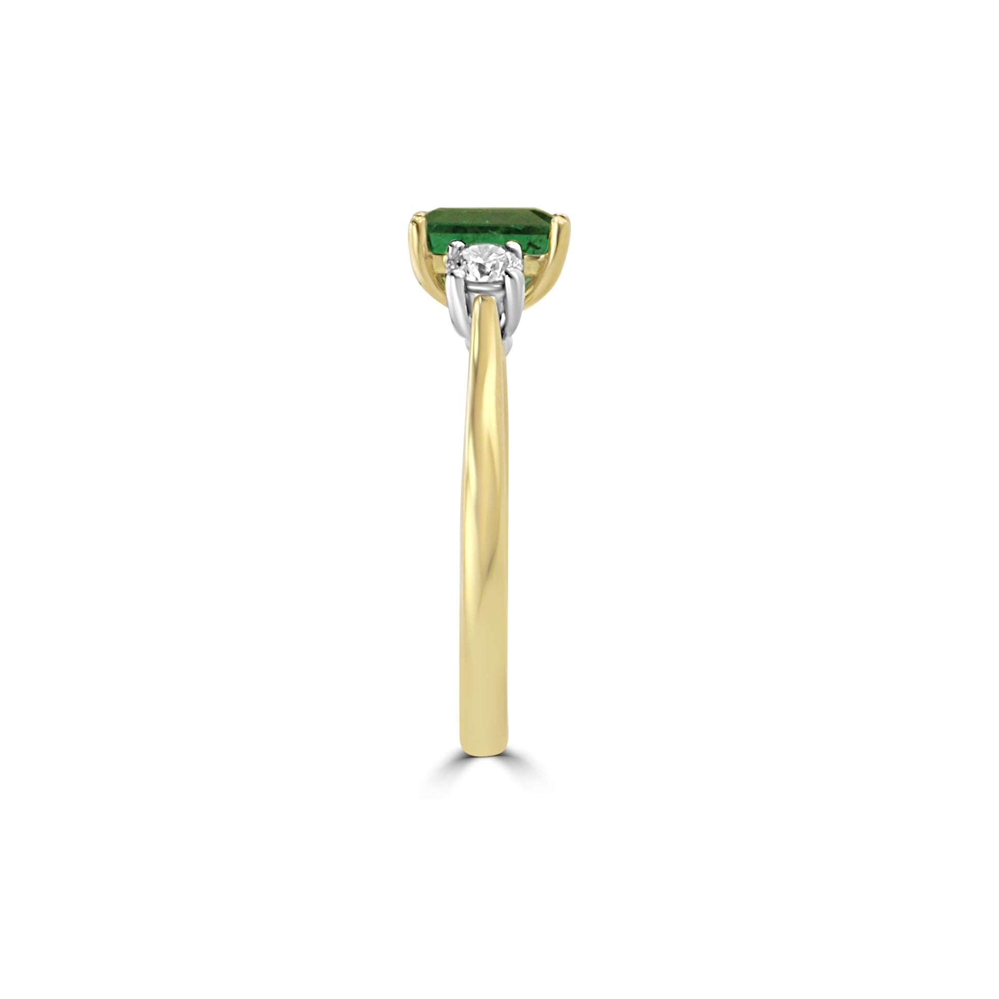 18ct Gold Emerald and Diamond Three Stone Ring