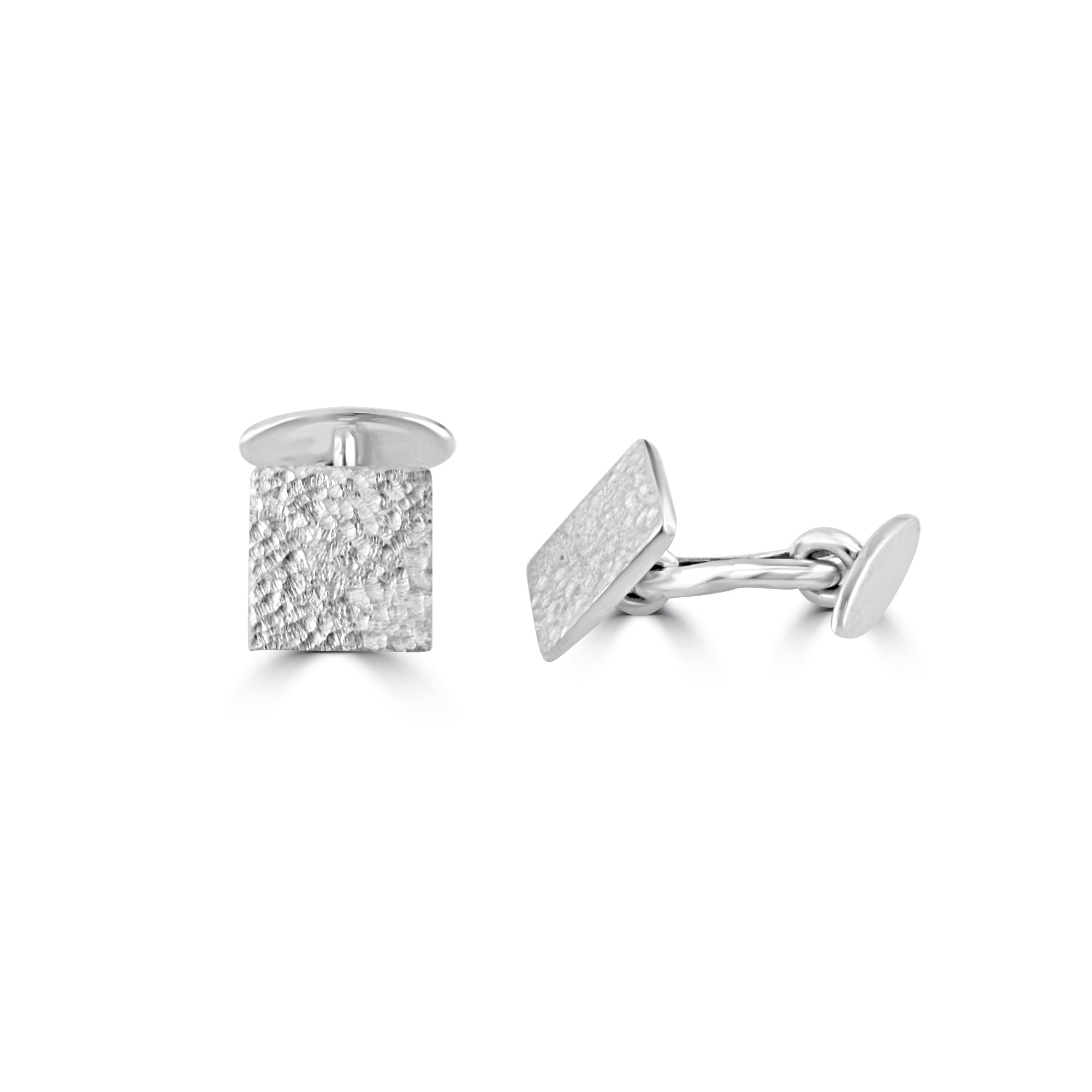 Sterling Silver Hammered Texture Square Cufflinks