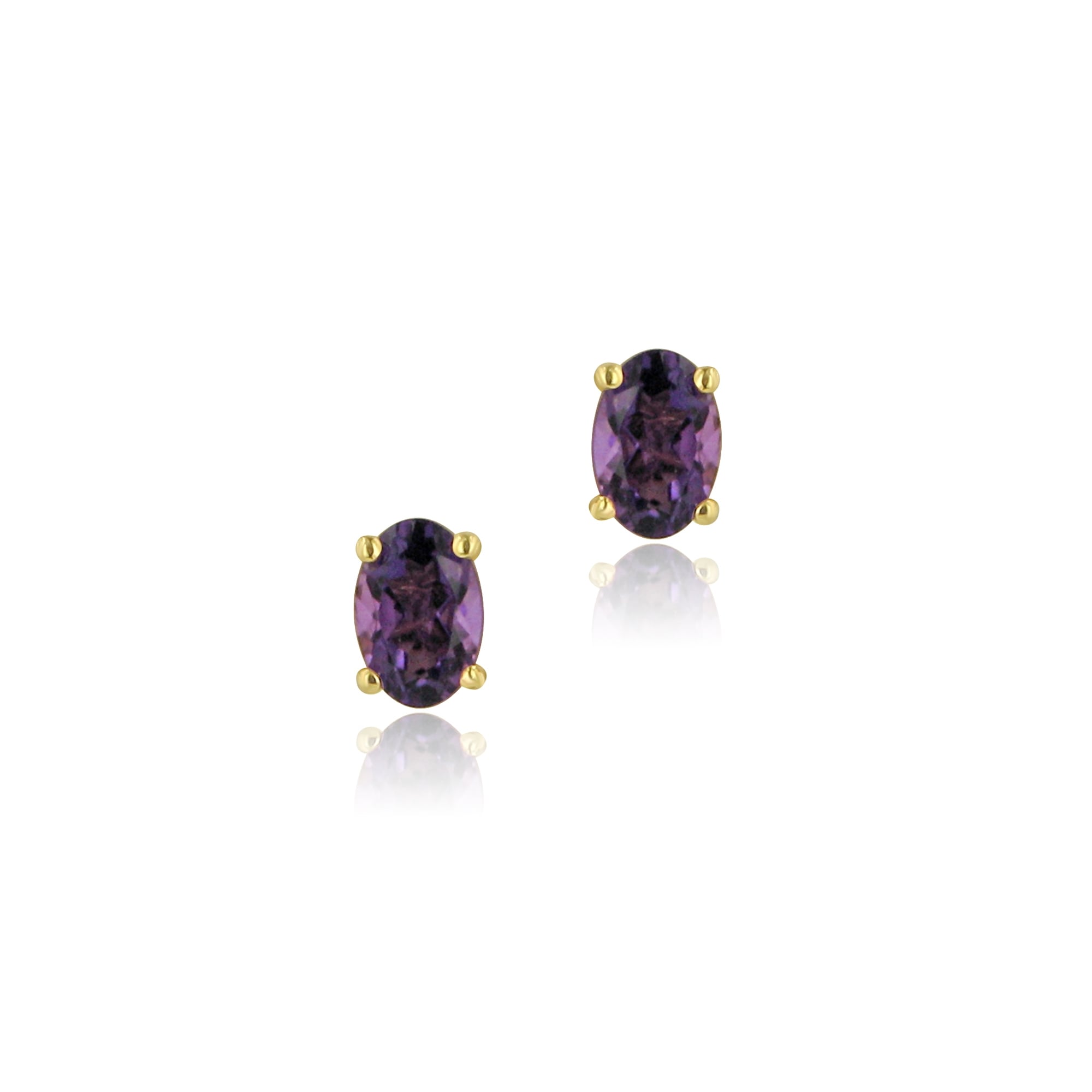 9ct Yellow Gold Amethyst Stud Earrings