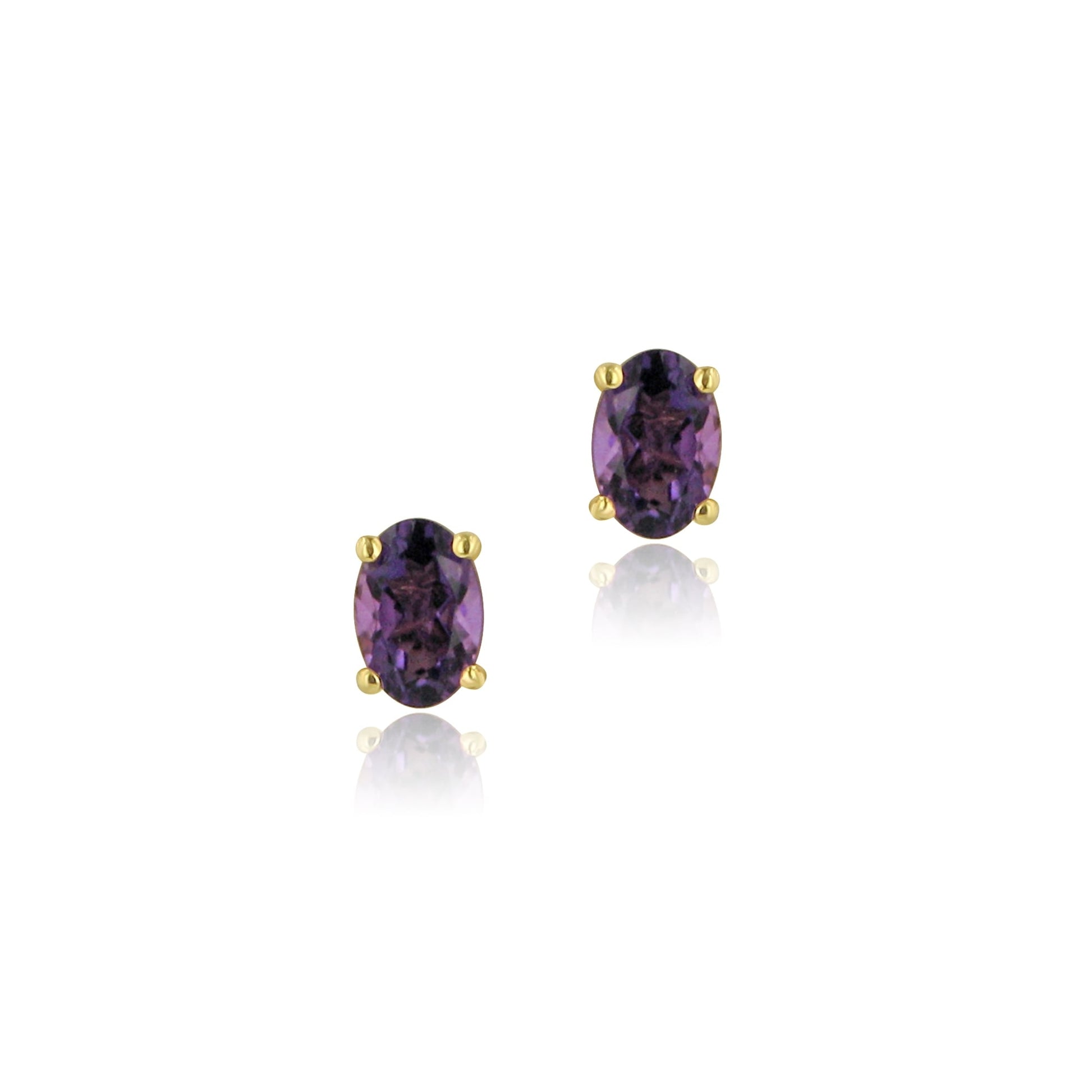 9ct Yellow Gold Amethyst Stud Earrings