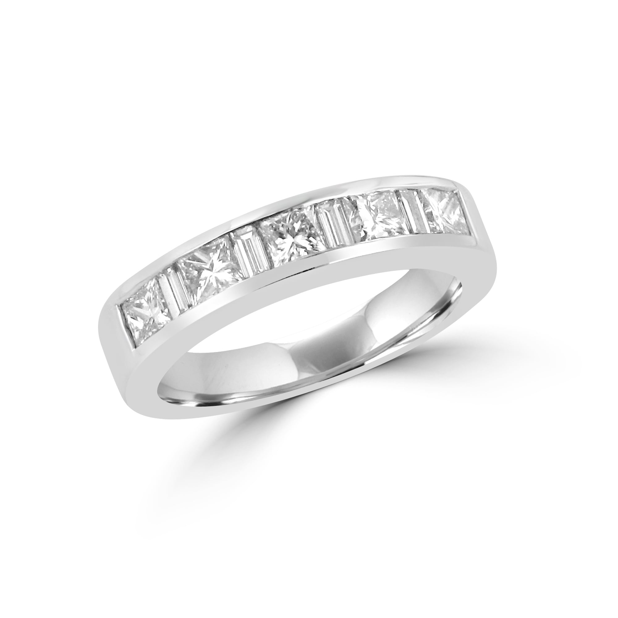Platinum Princess and Baguette Diamond Eternity Ring 1.24ct Total