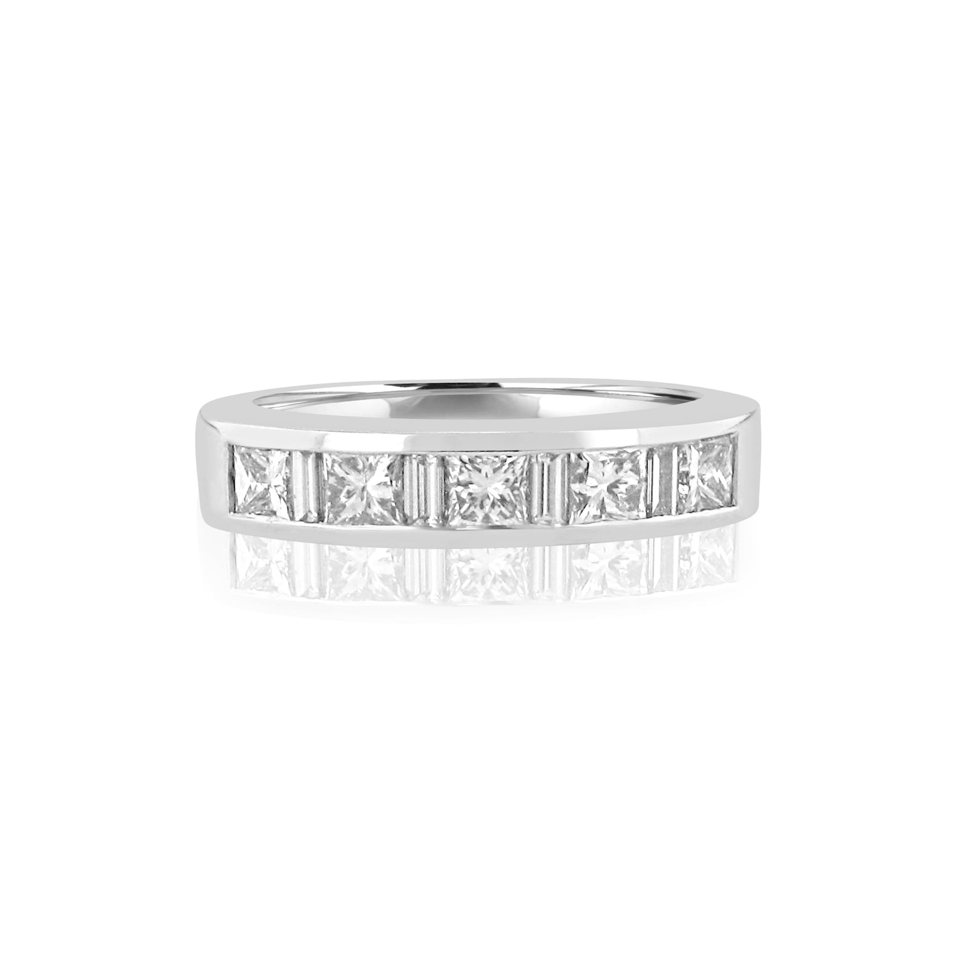 Platinum Princess and Baguette Diamond Eternity Ring 1.24ct Total