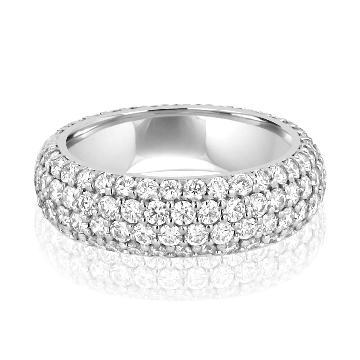 6mm Wide Full Pave Set Diamond Band Ring 2.86ct Total