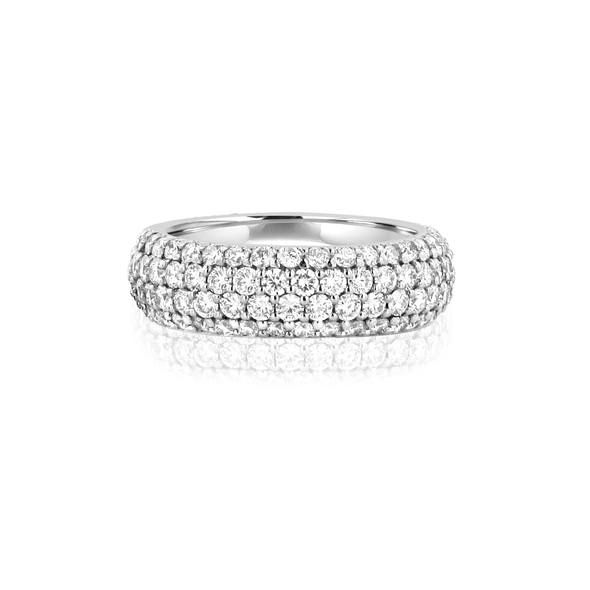 6mm Wide Full Pave Set Diamond Band Ring 2.86ct Total