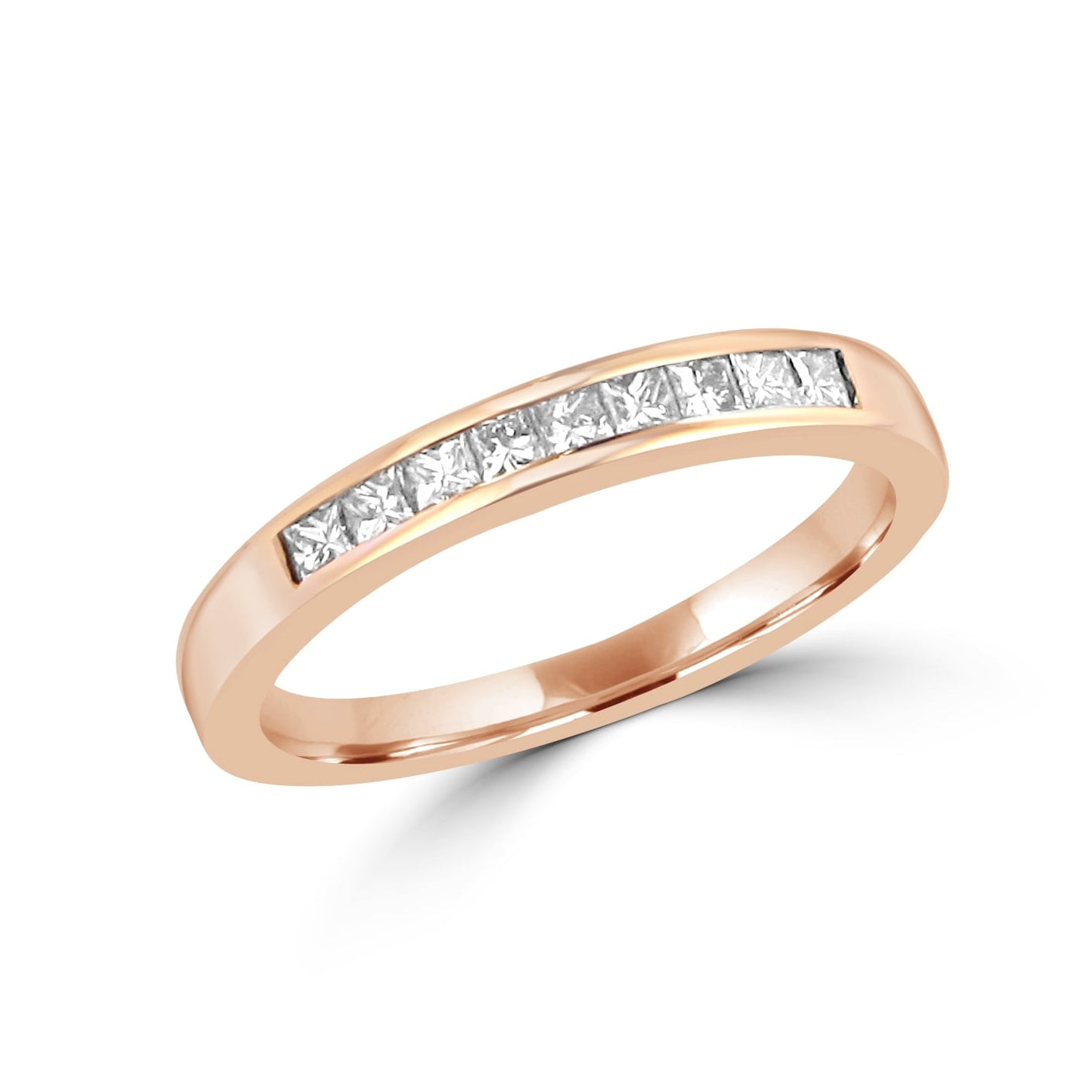 18ct Rose Gold Princess Cut Diamond Band Ring