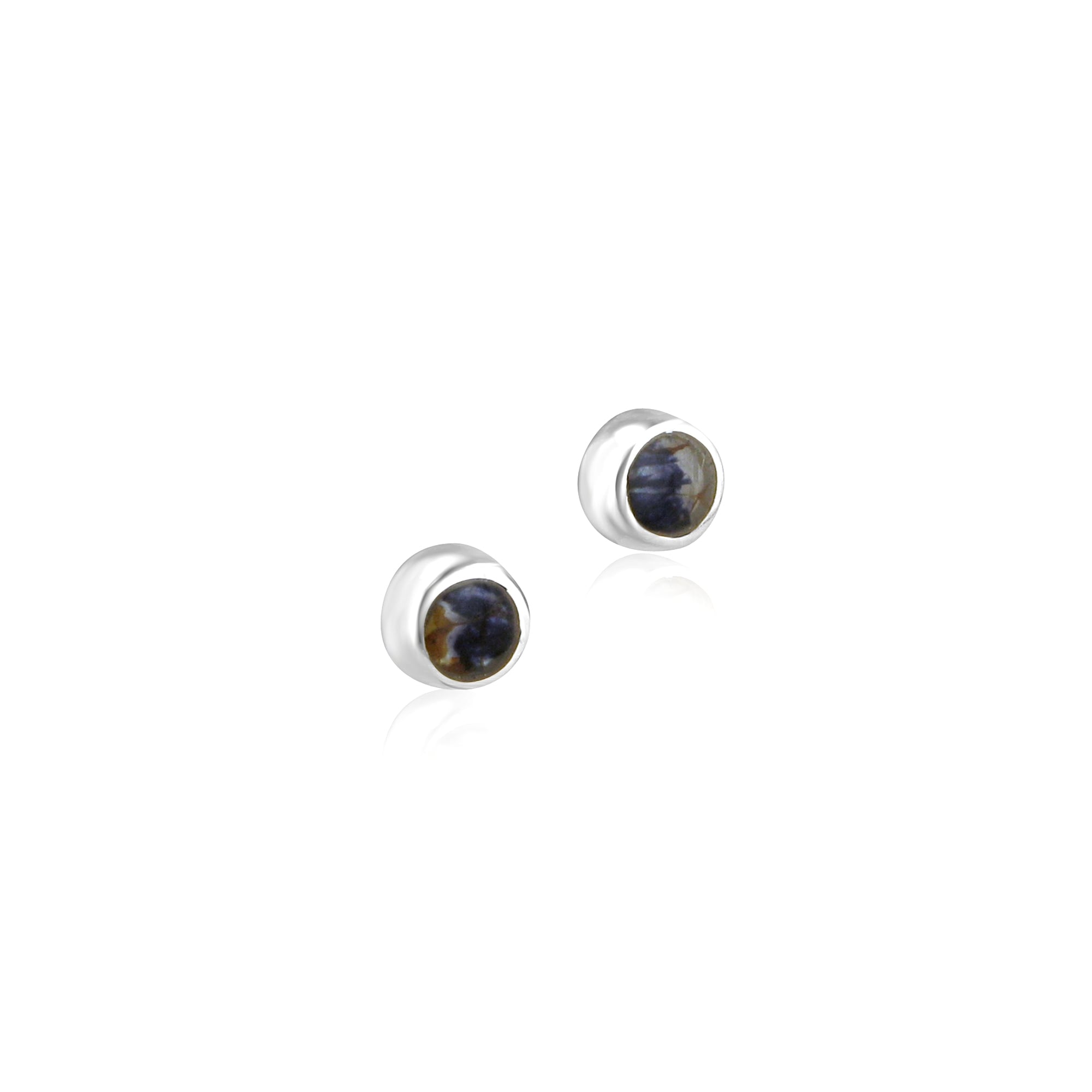 Sterling Silver 6mm Round Blue John Stud Earrings