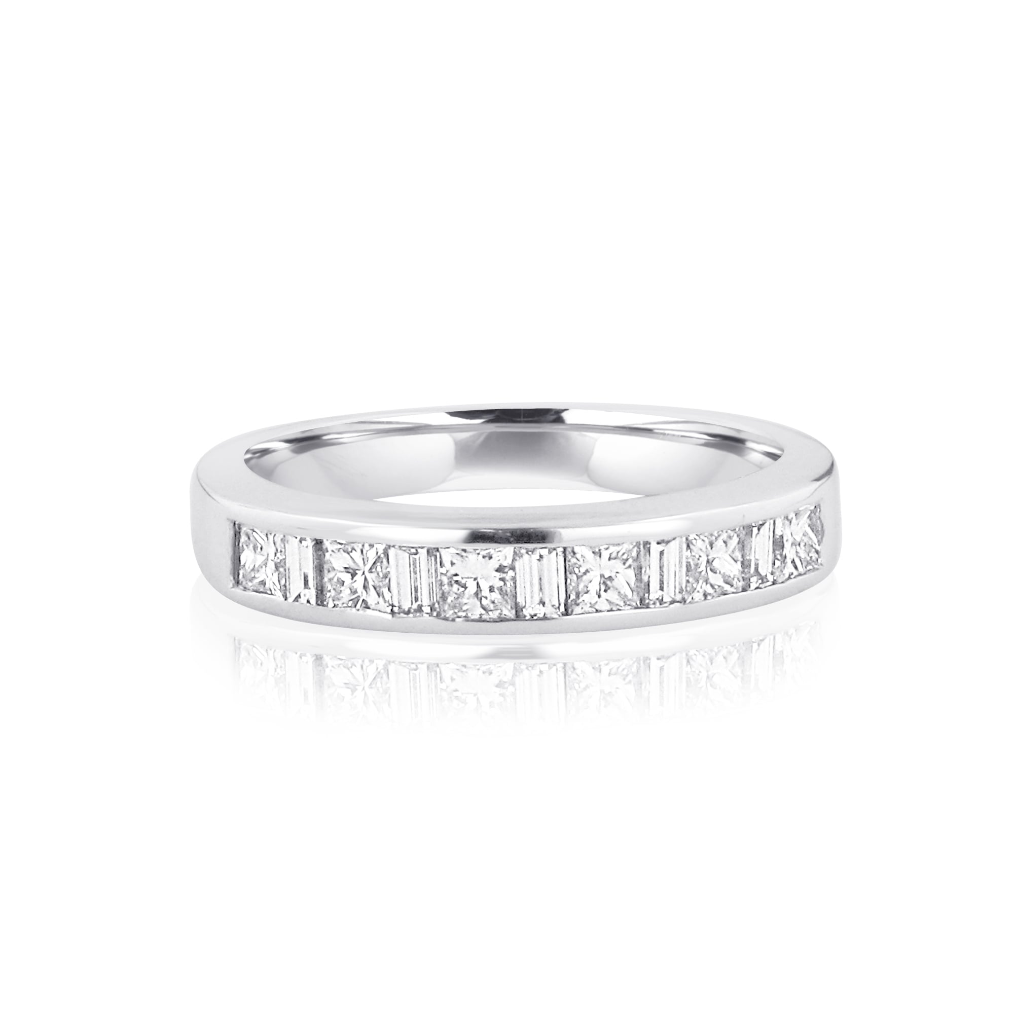 18ct White Gold Princess and Baguette Diamond Eternity Ring 0.82ct Total