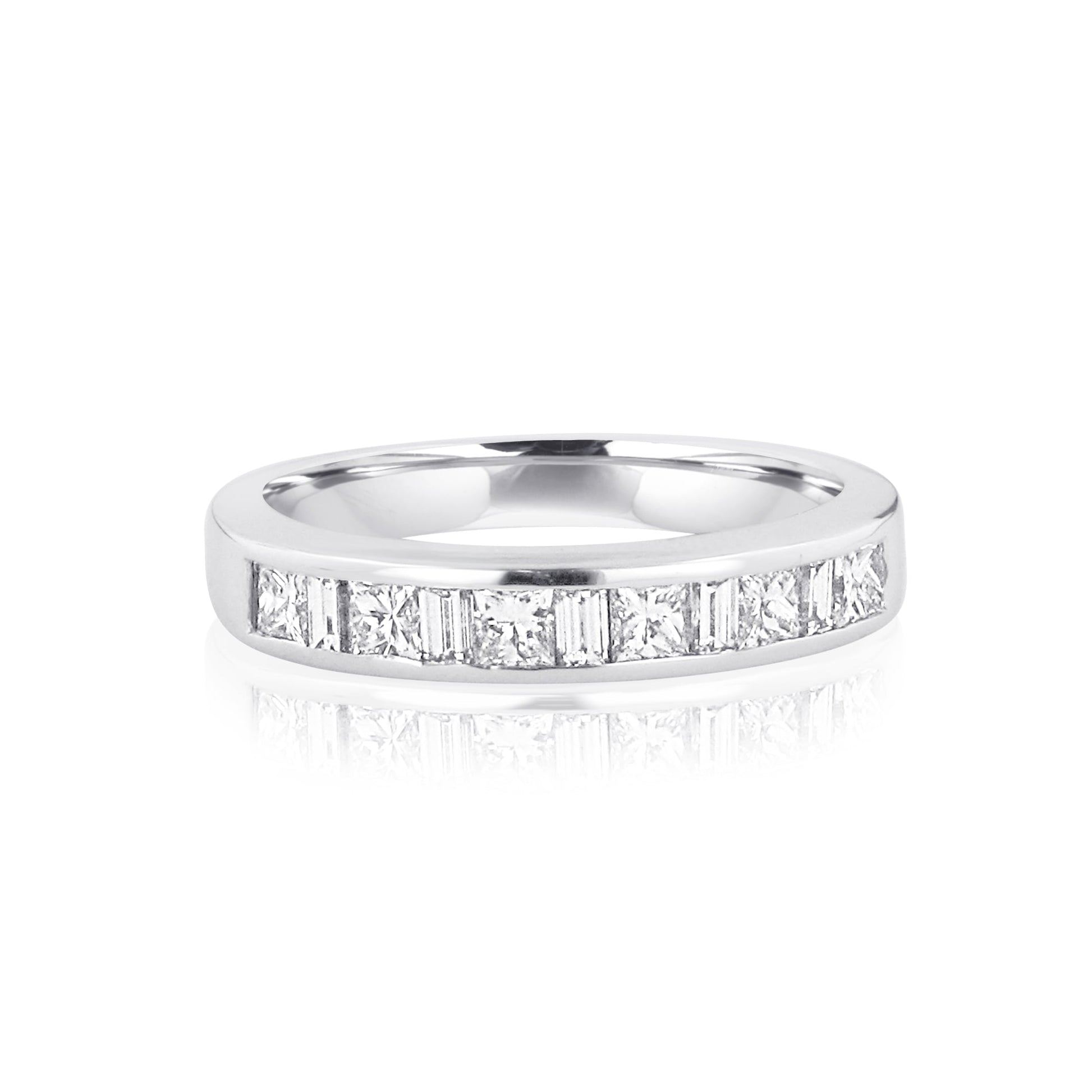 18ct White Gold Princess and Baguette Diamond Eternity Ring 0.82ct Total