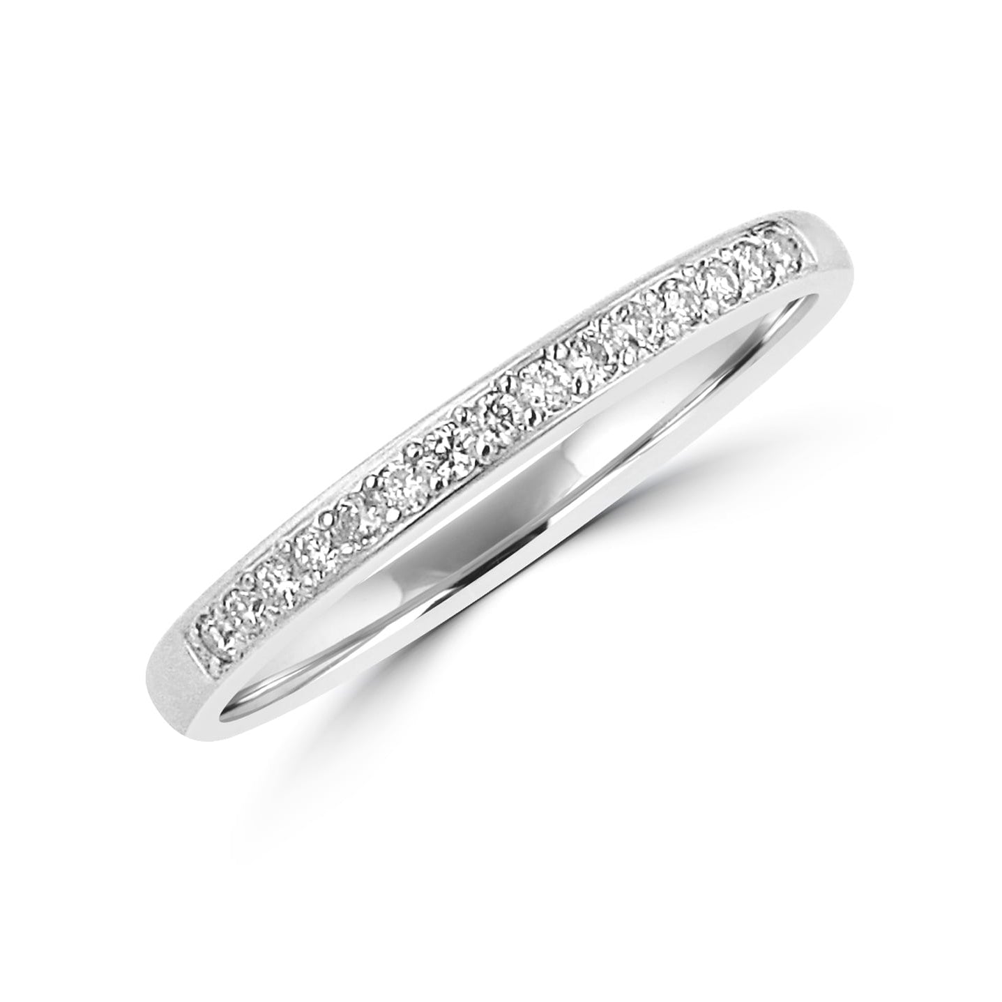 9ct White Gold 2mm Wedding Ring With Round Diamonds