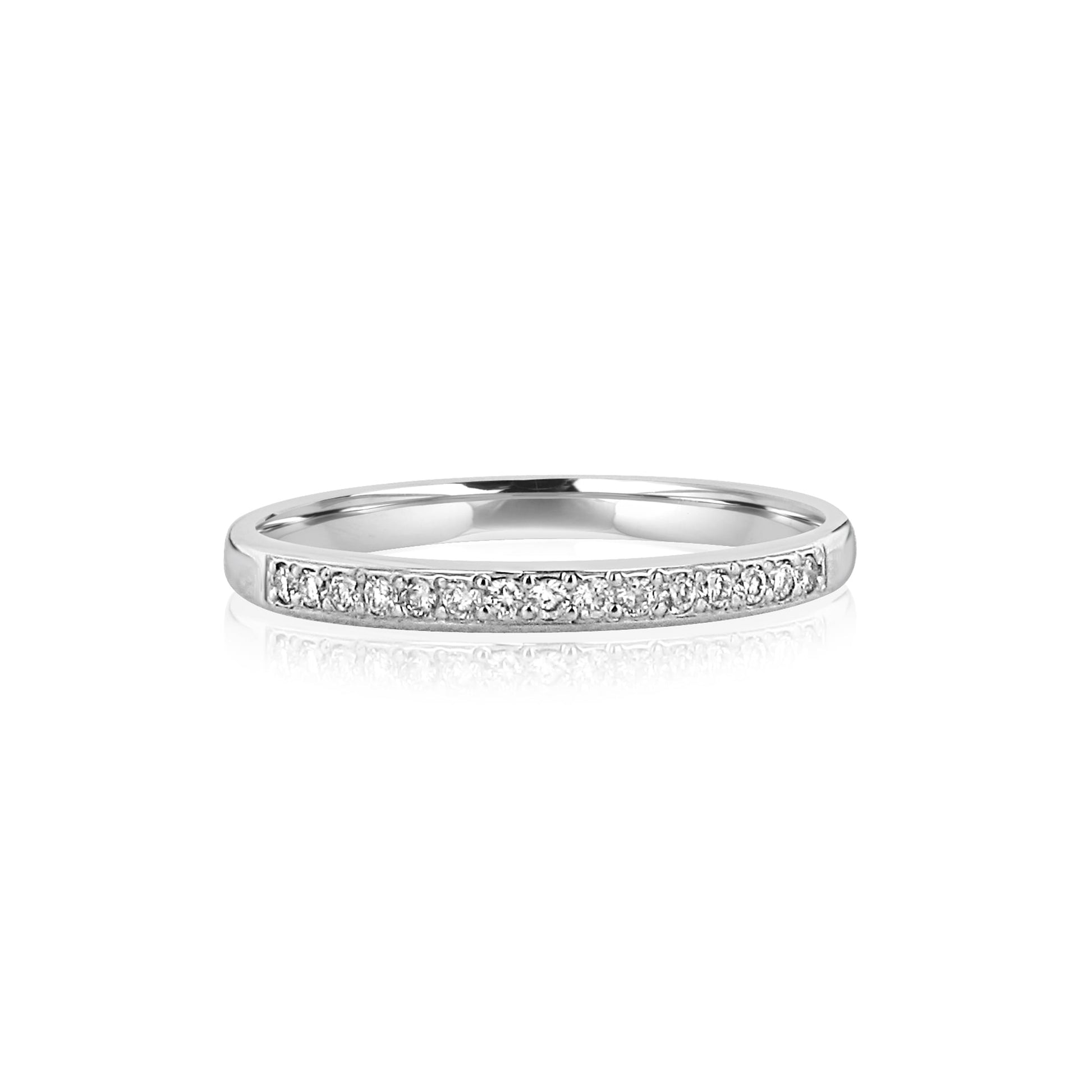9ct White Gold 2mm Wedding Ring With Round Diamonds
