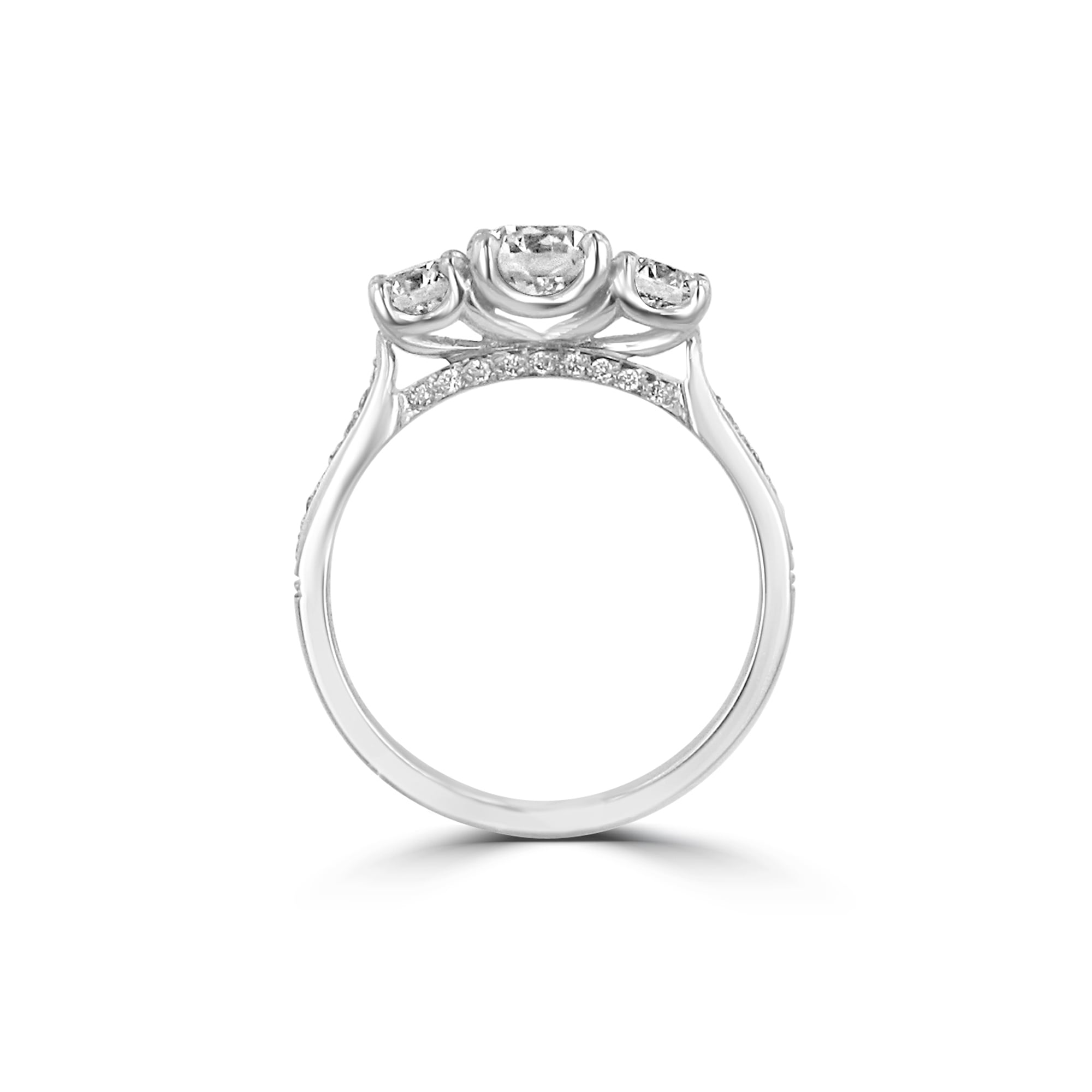 18ct White Gold Pre-owned Three Stone Diamond Ring and Diamond Set Band
