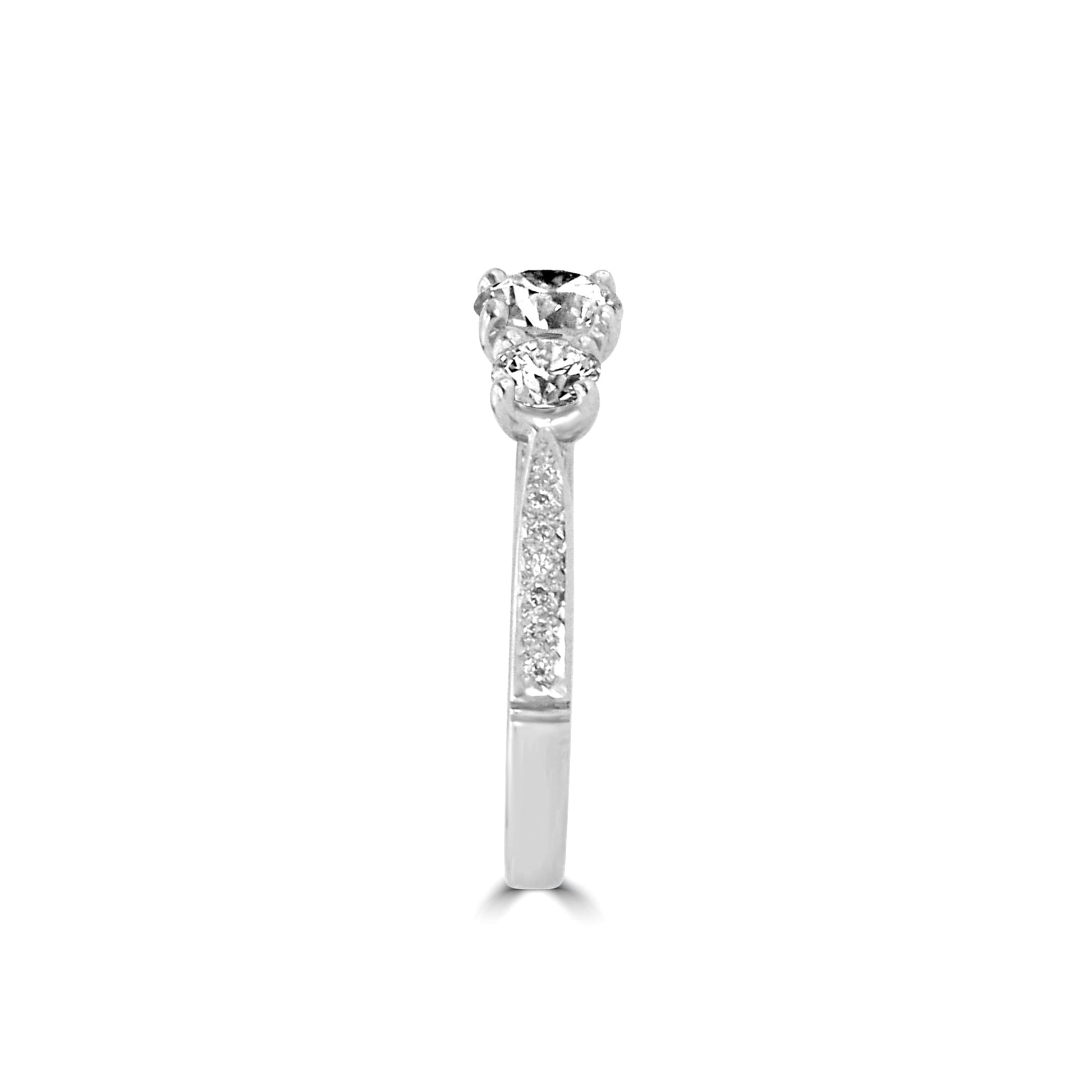 18ct White Gold Pre-owned Three Stone Diamond Ring and Diamond Set Band