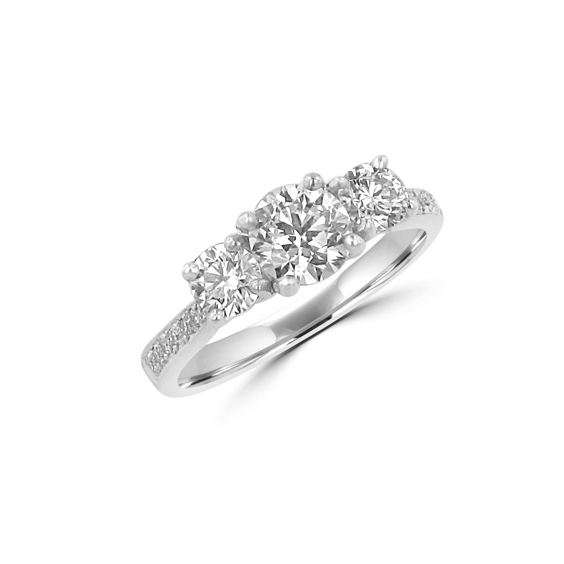 18ct White Gold Pre-owned Three Stone Diamond Ring and Diamond Set Band