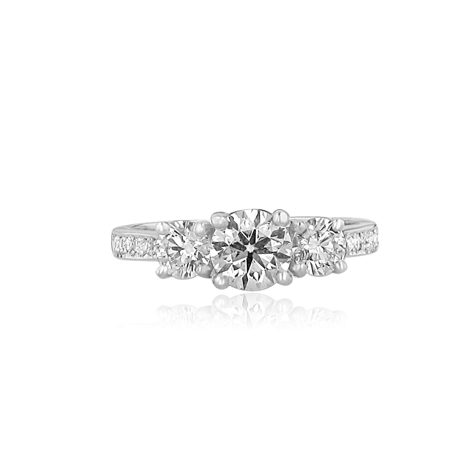 18ct White Gold Pre-owned Three Stone Diamond Ring and Diamond Set Band