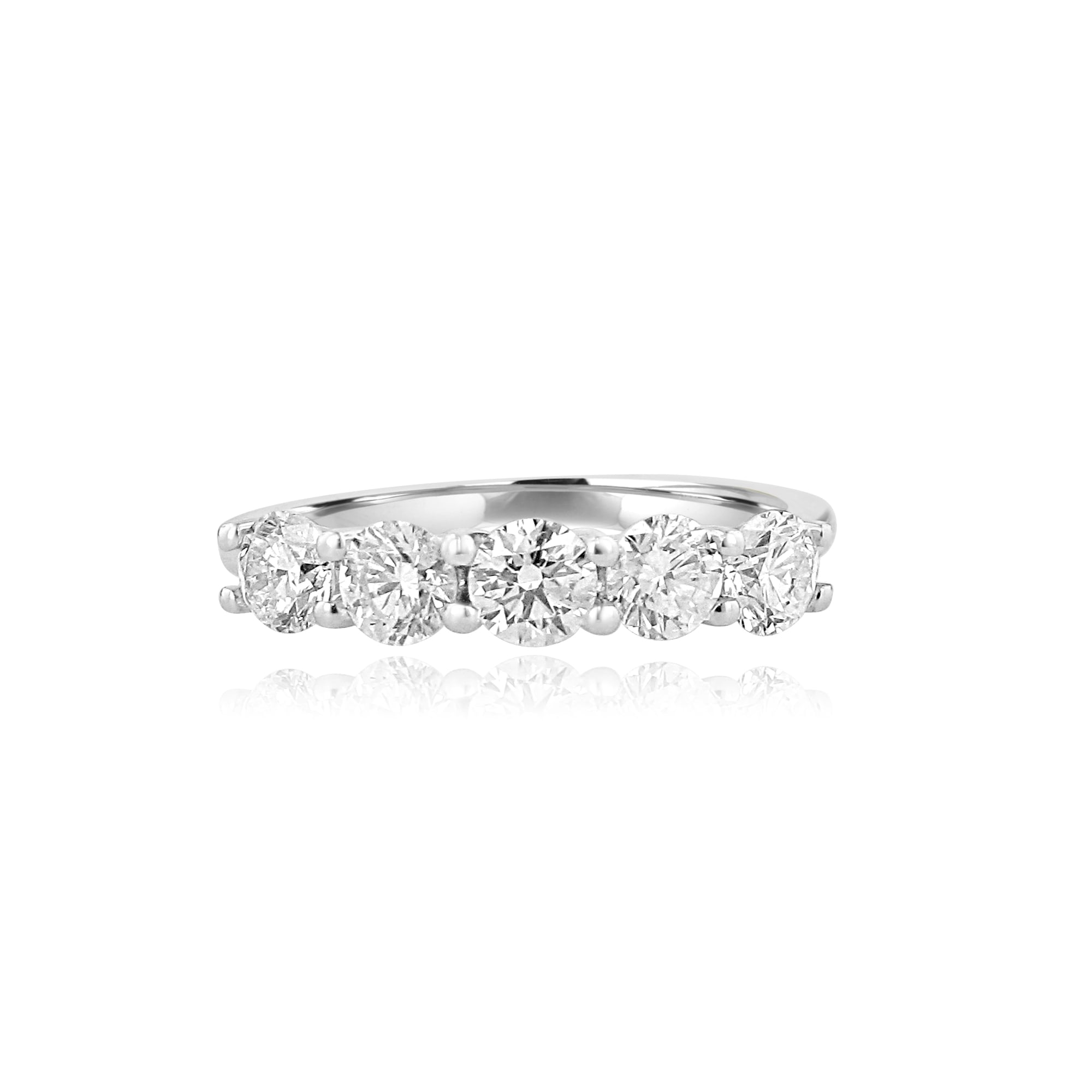 18ct White Gold Five Stone Round Diamond Ring 1.18ct
