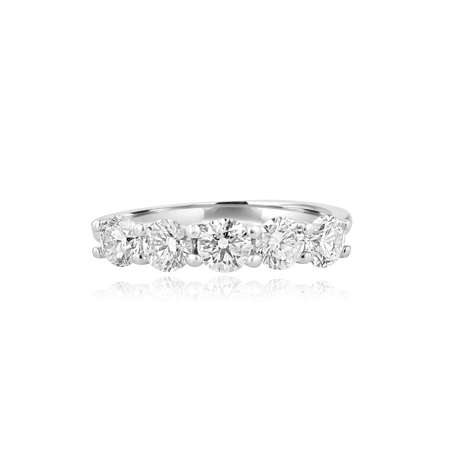 18ct White Gold Five Stone Round Diamond Ring 1.18ct