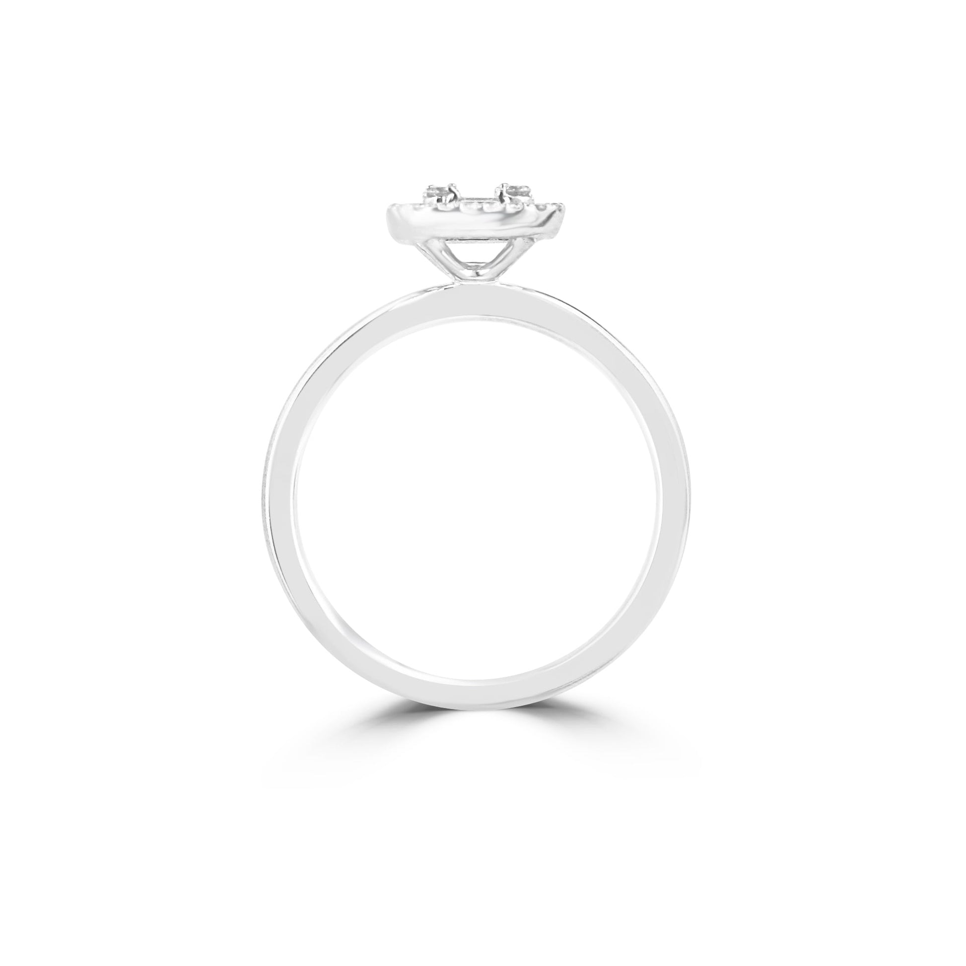 18ct White Gold Diamond Deco Inspired Halo Ring