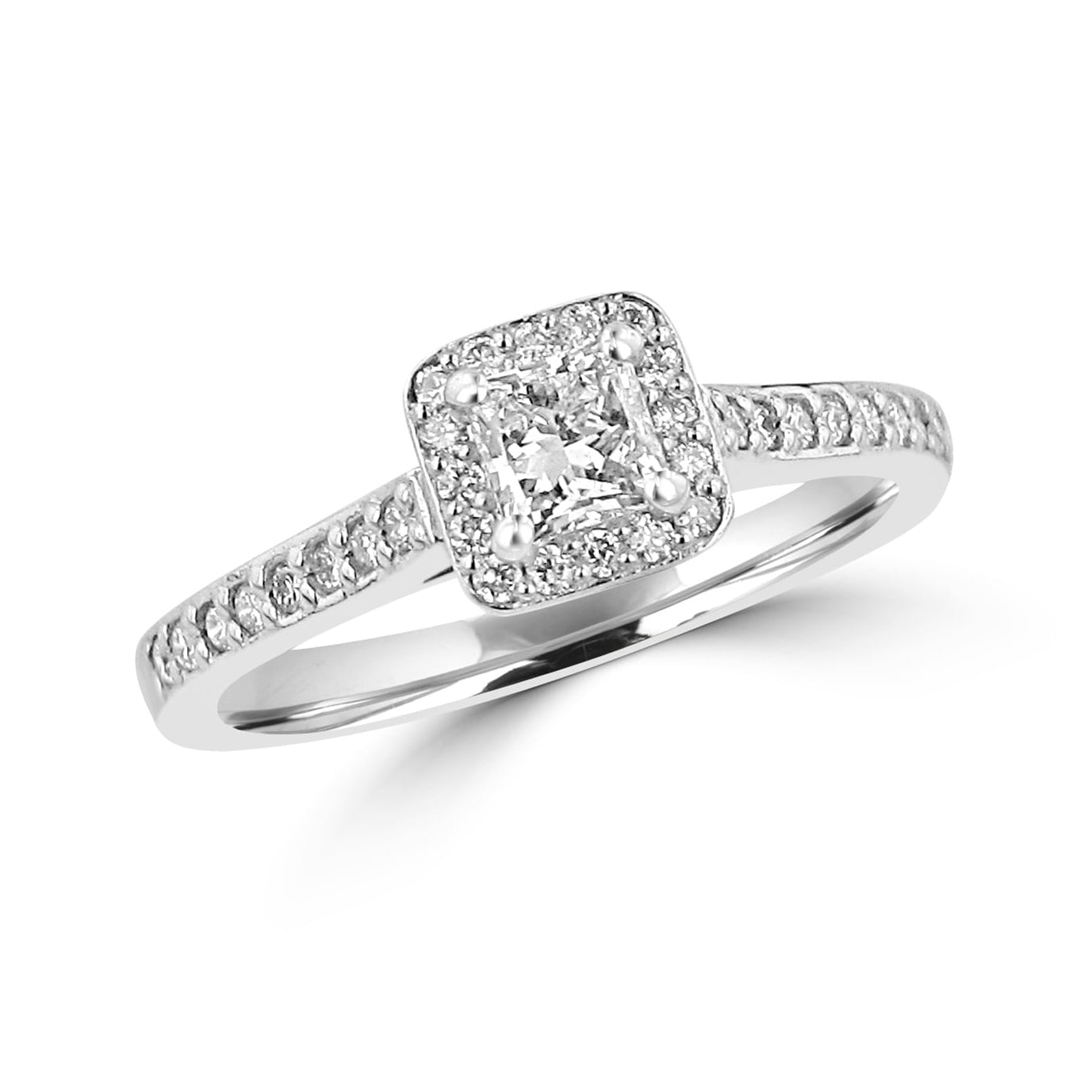 Platinum Square Diamond Deco Inspired Cluster Ring