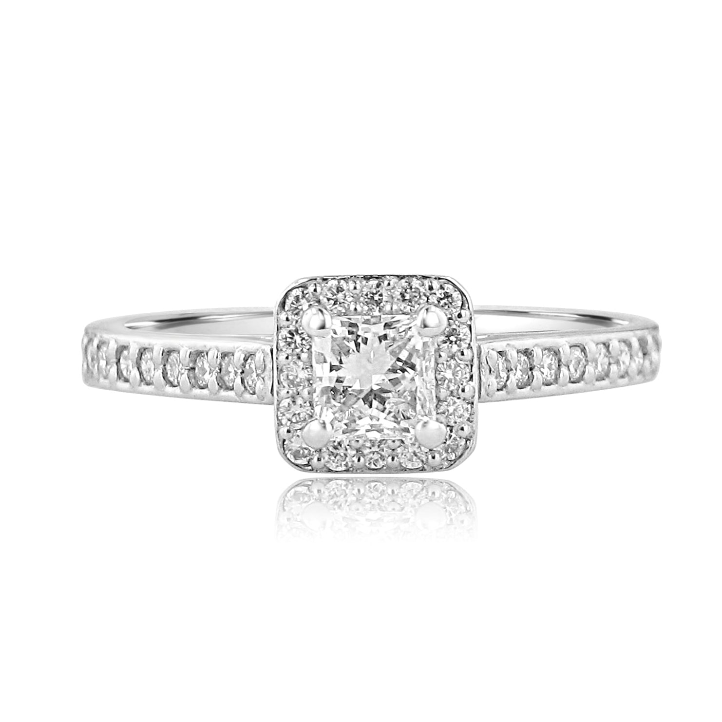 Platinum Square Diamond Deco Inspired Cluster Ring