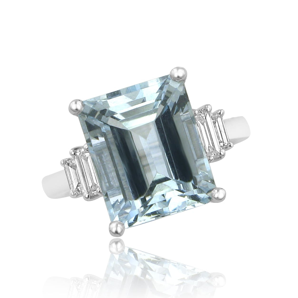 Platinum 6.55ct Aquamarine and Diamond Cocktail Ring