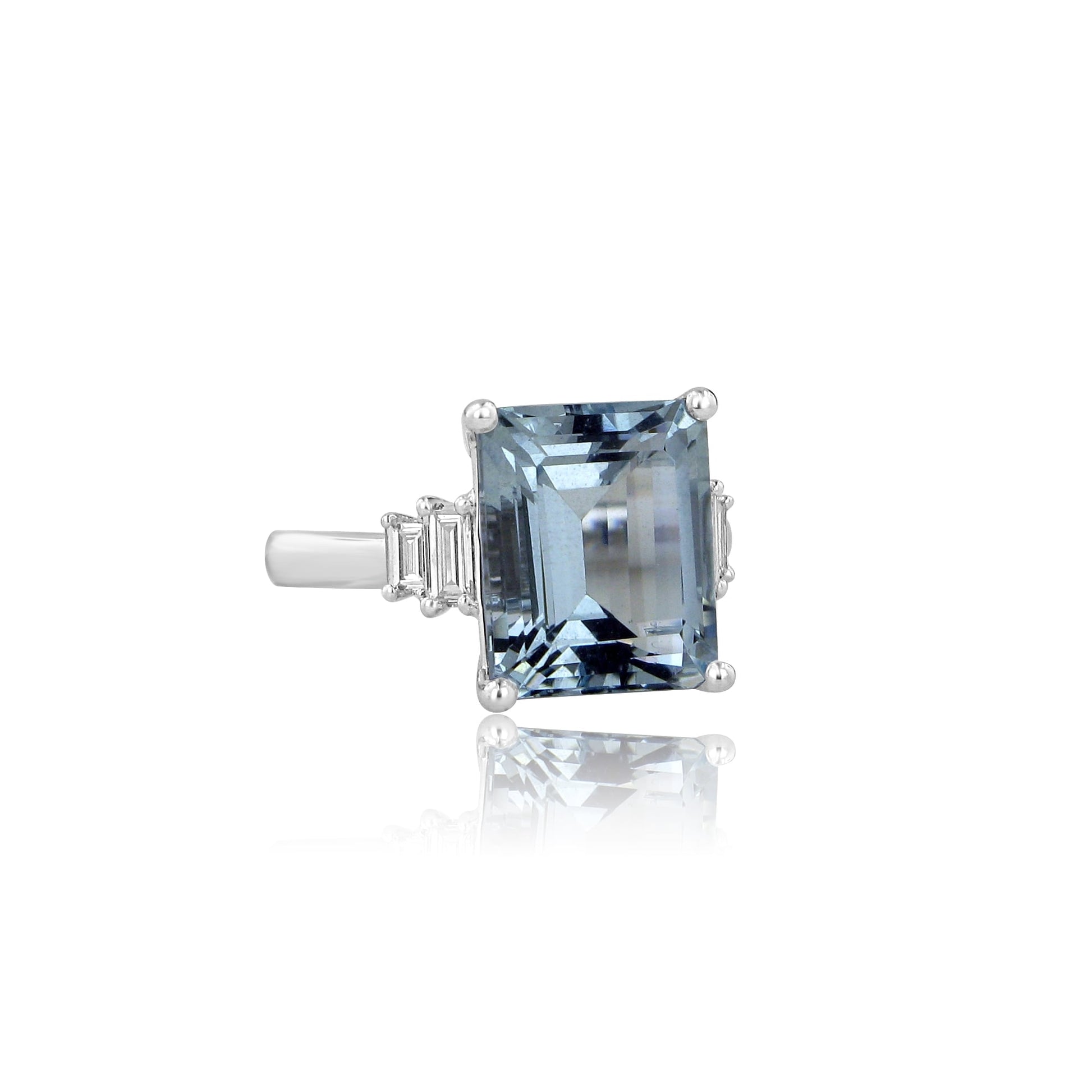Platinum 6.55ct Aquamarine and Diamond Cocktail Ring