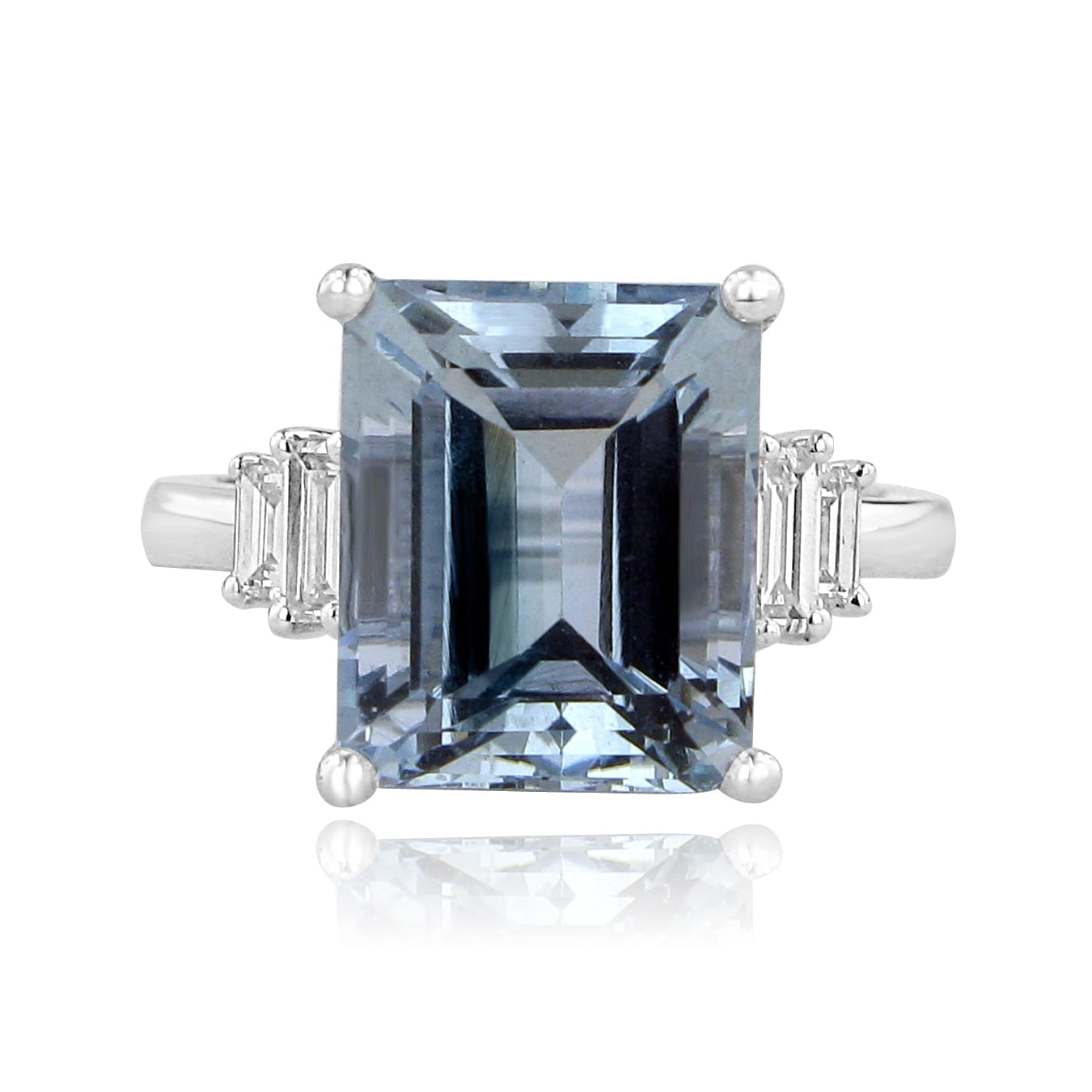 Platinum 6.55ct Aquamarine and Diamond Cocktail Ring