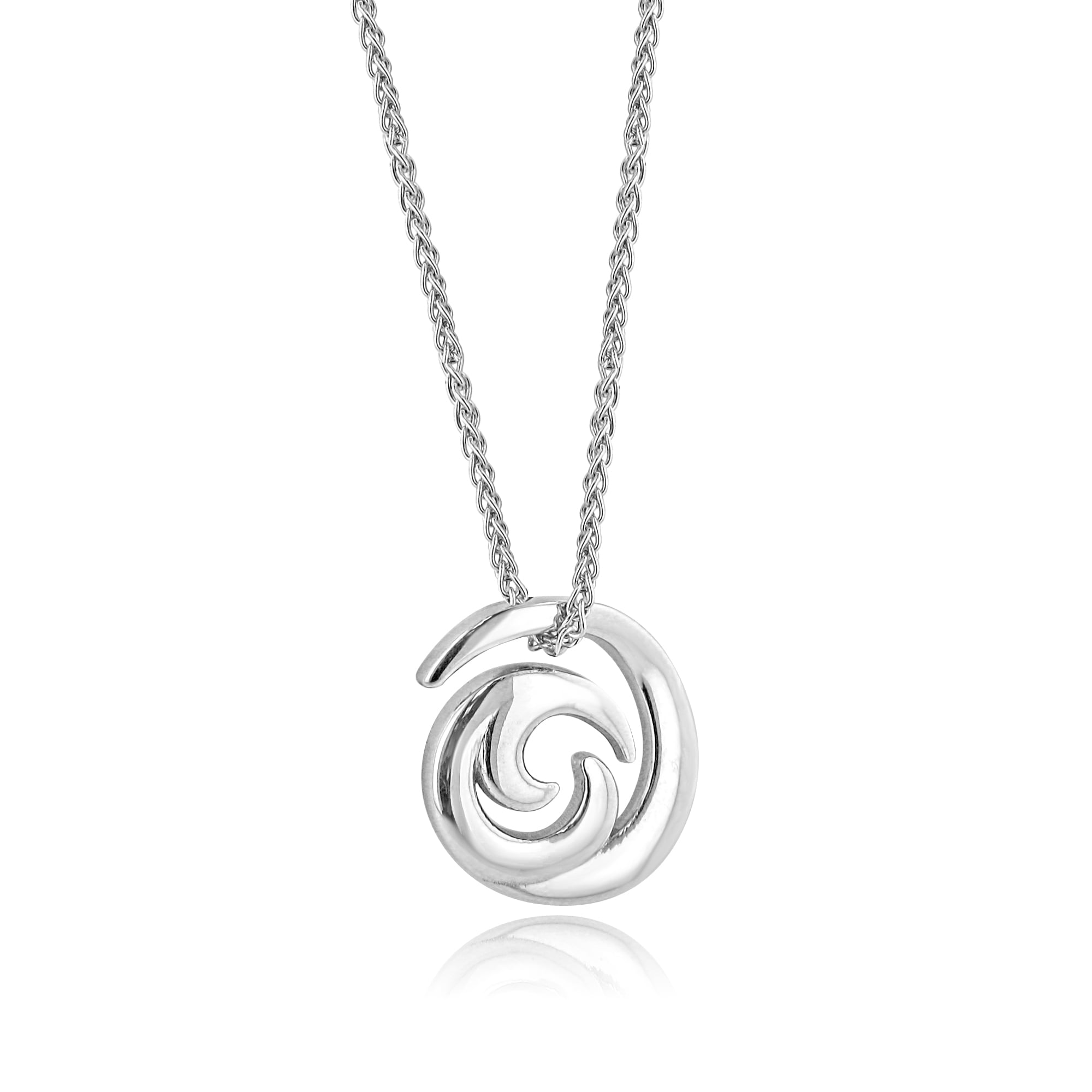 9ct White Gold Avanti Crashing Waves Pendant and Chain