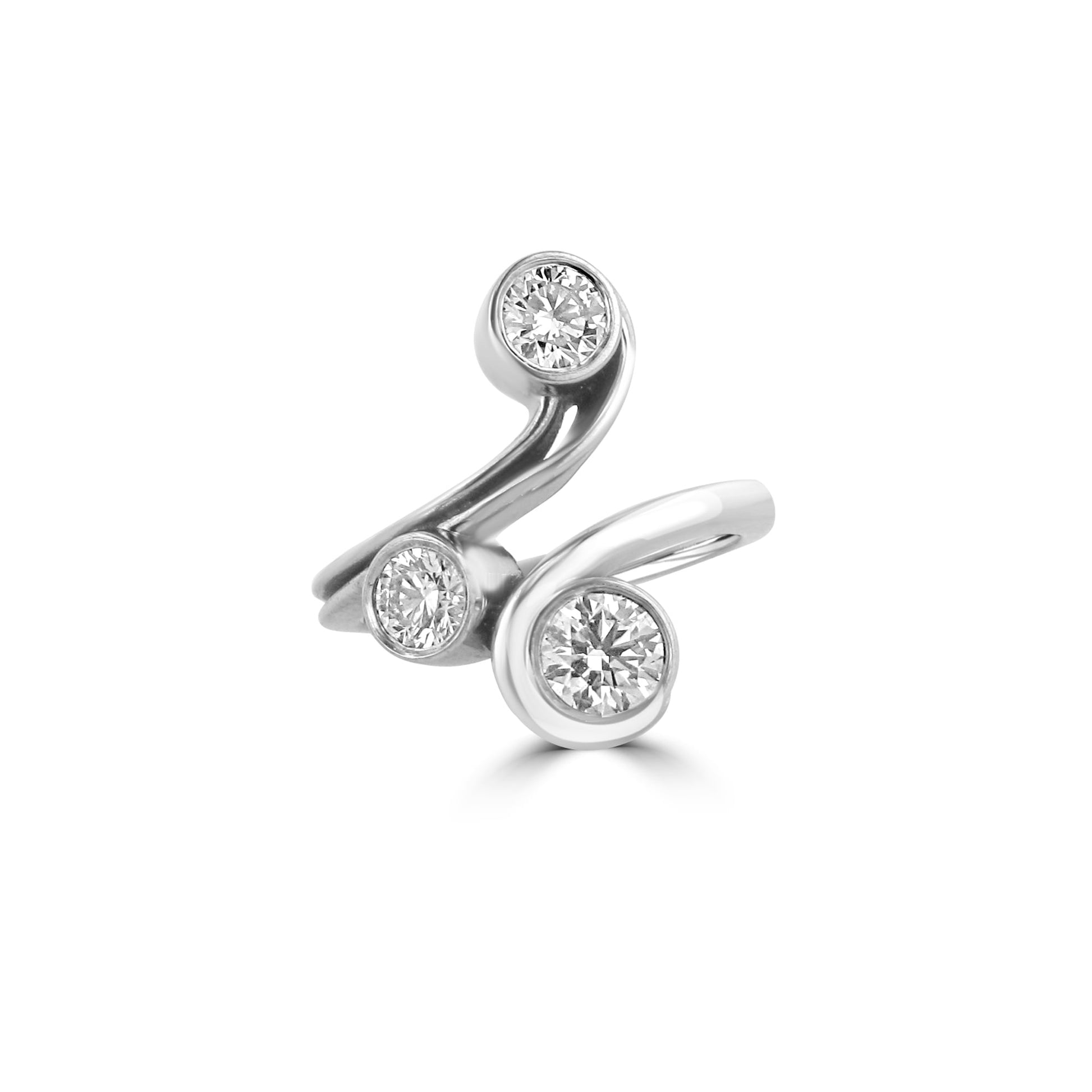 18ct White Gold Crossover Twist Three Stone Diamond Ring