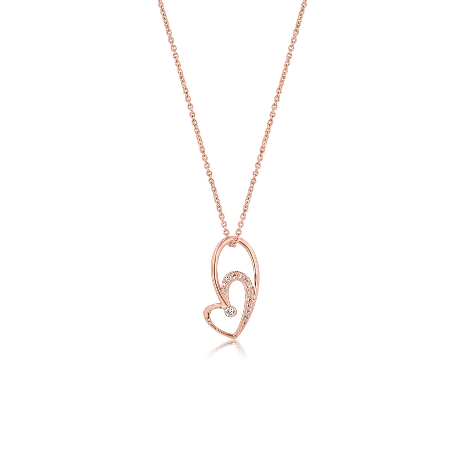 9ct Rose Gold Diamond Heart Necklace