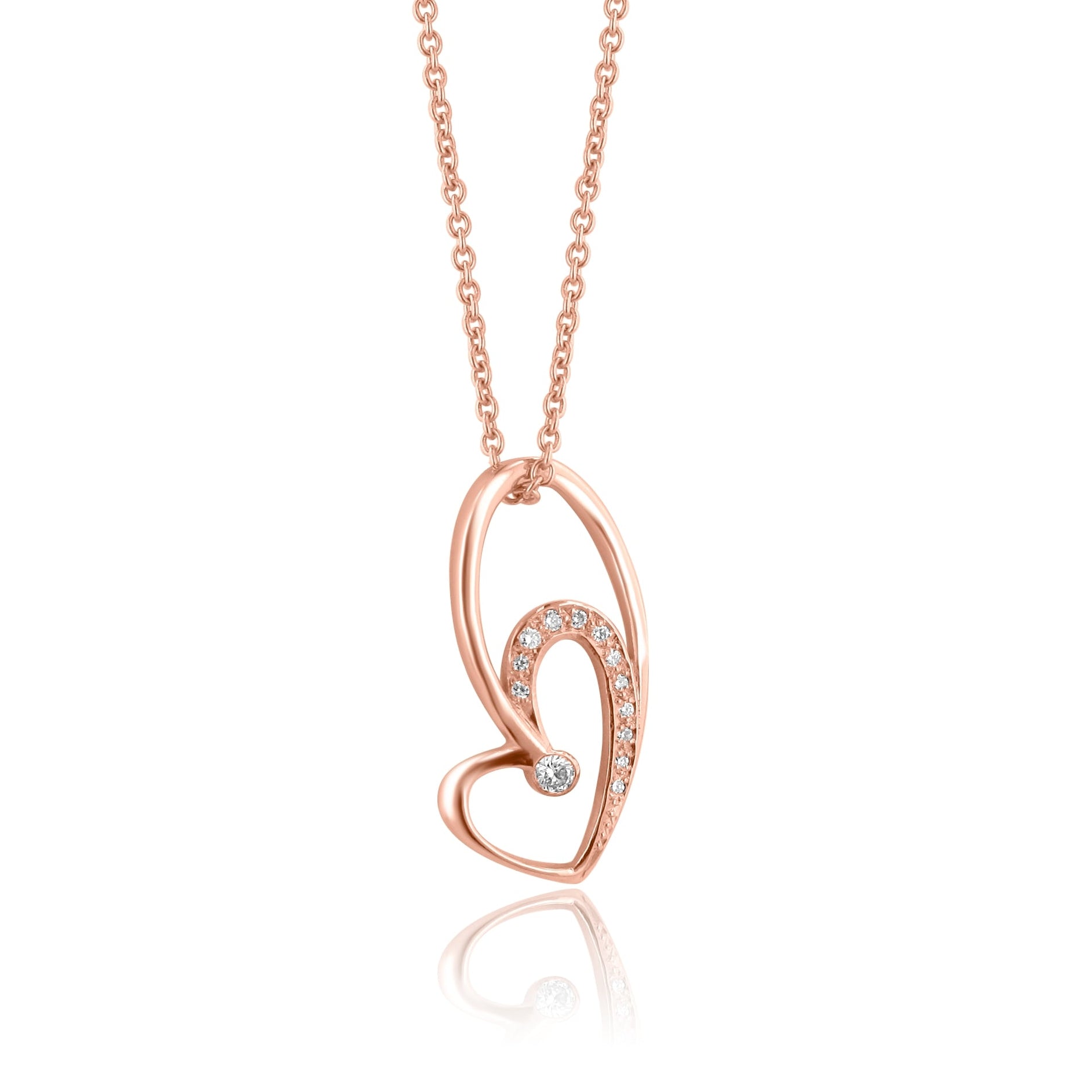 9ct Rose Gold Diamond Heart Necklace