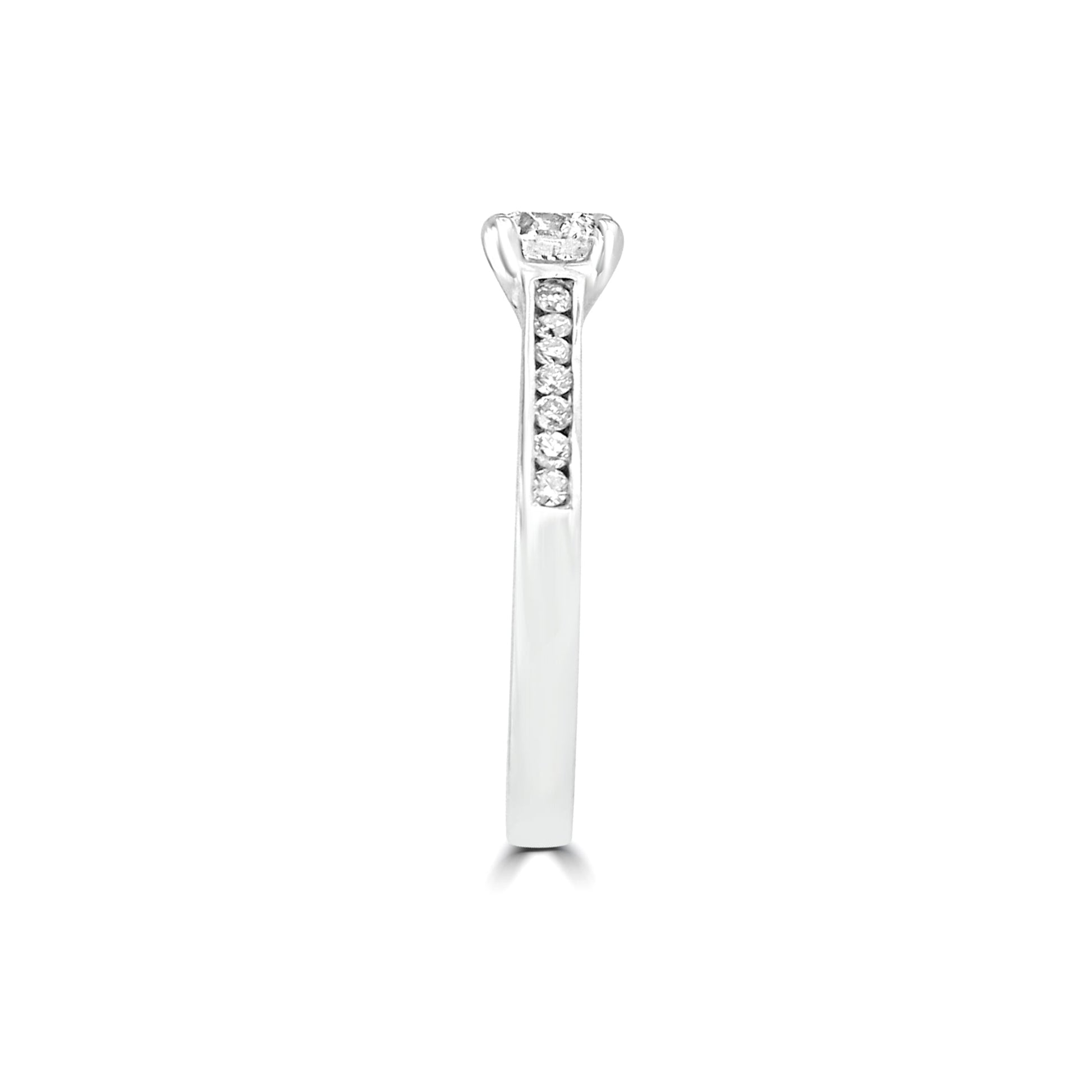 Half Carat Round Diamond with Diamond Band Engagement Ring in Platinum