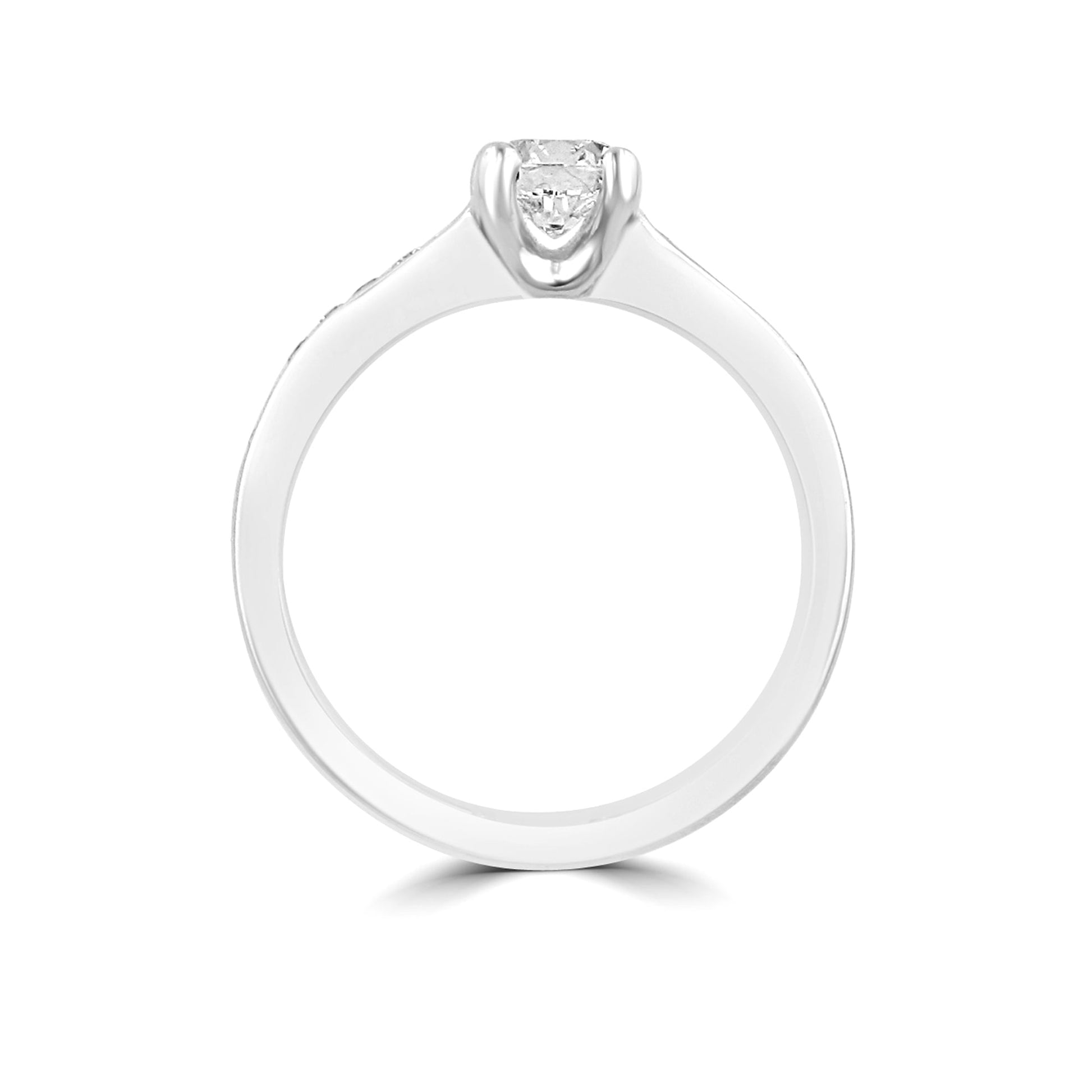 Half Carat Round Diamond with Diamond Band Engagement Ring in Platinum
