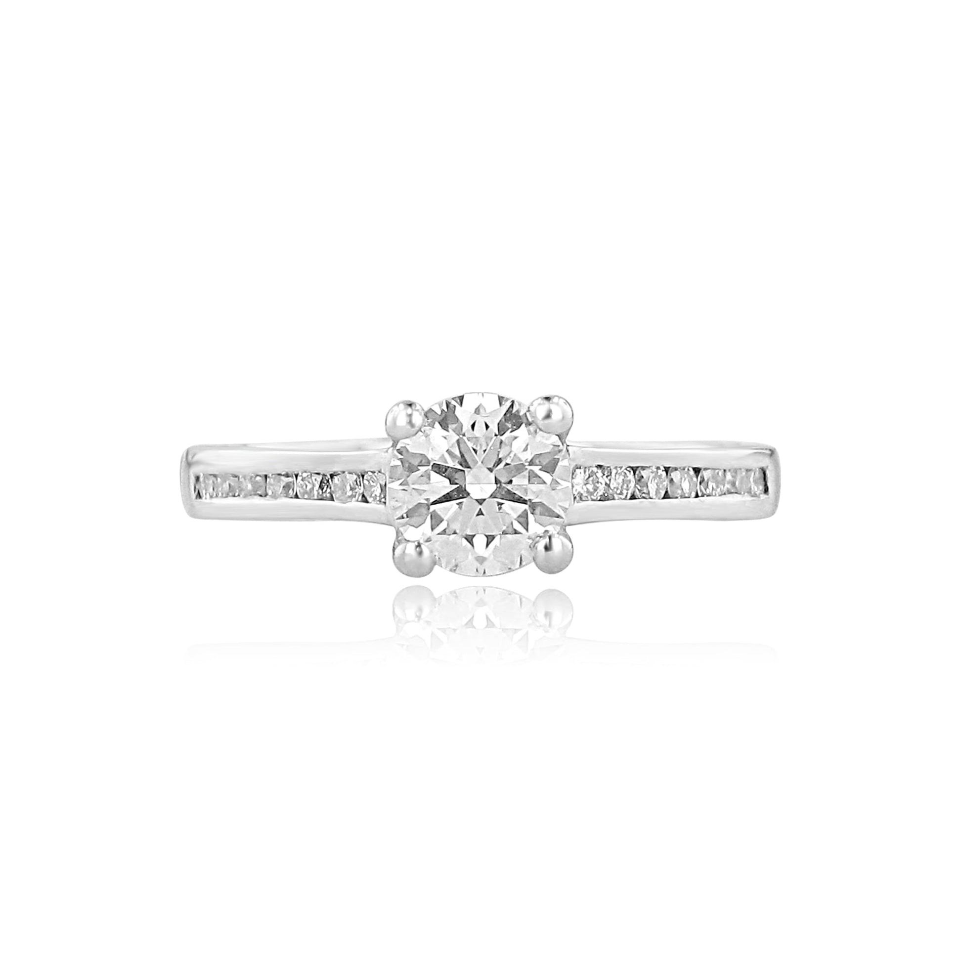 Platinum 0.70ct Round Diamond Engagement Ring With Diamond Set Band RPN36347