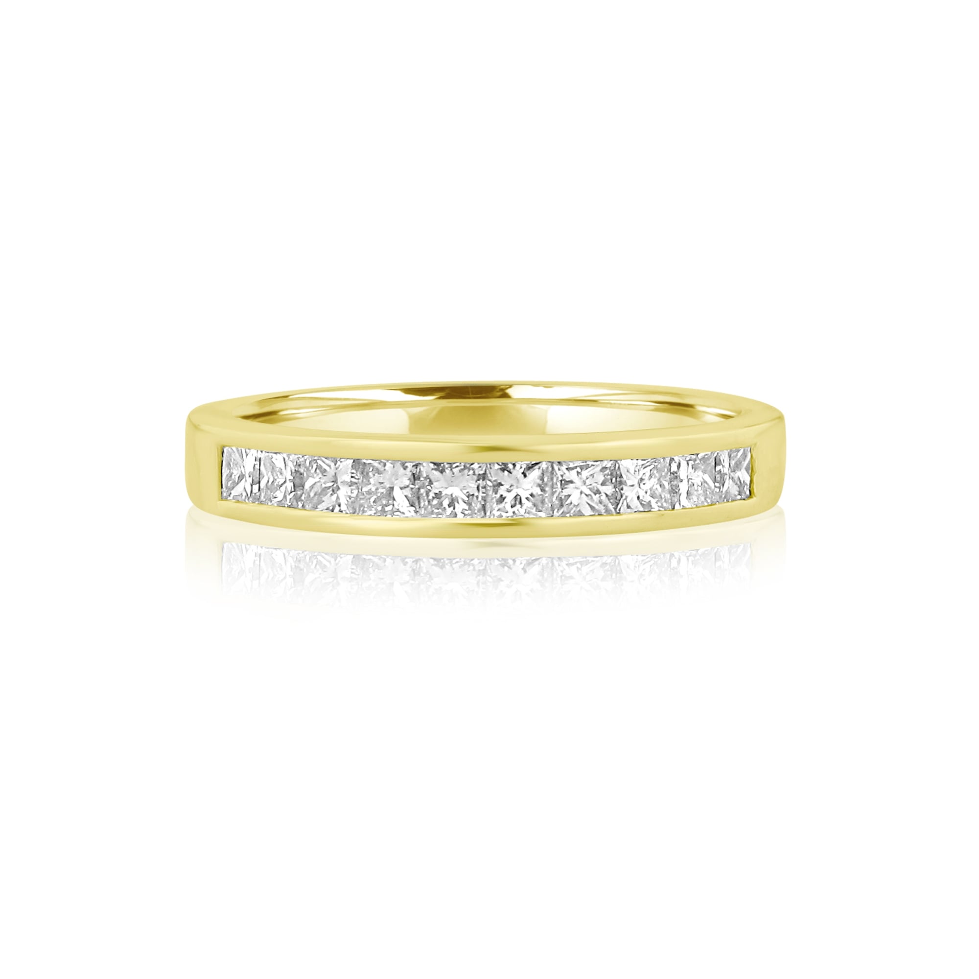 18ct Yellow Gold Princess Diamond Band Ring