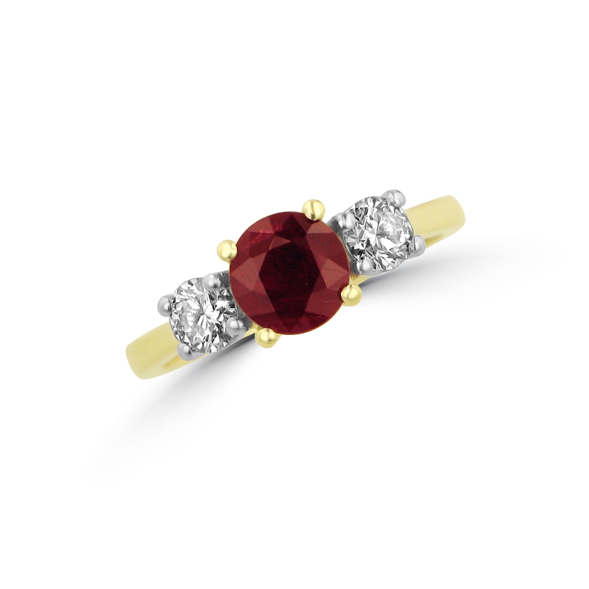 18ct Gold Three Stone Ruby and Diamond Ring RMD36453