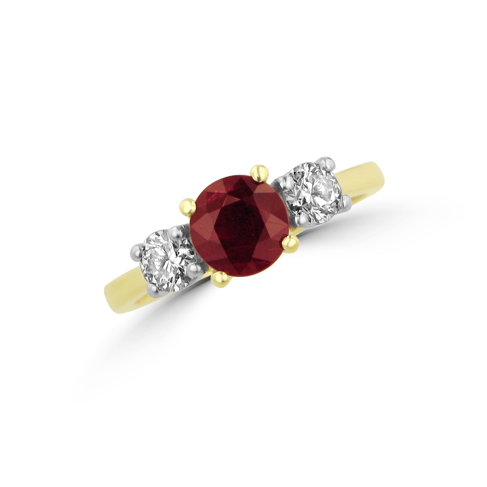 18ct Gold Three Stone Ruby and Diamond Ring RMD36453