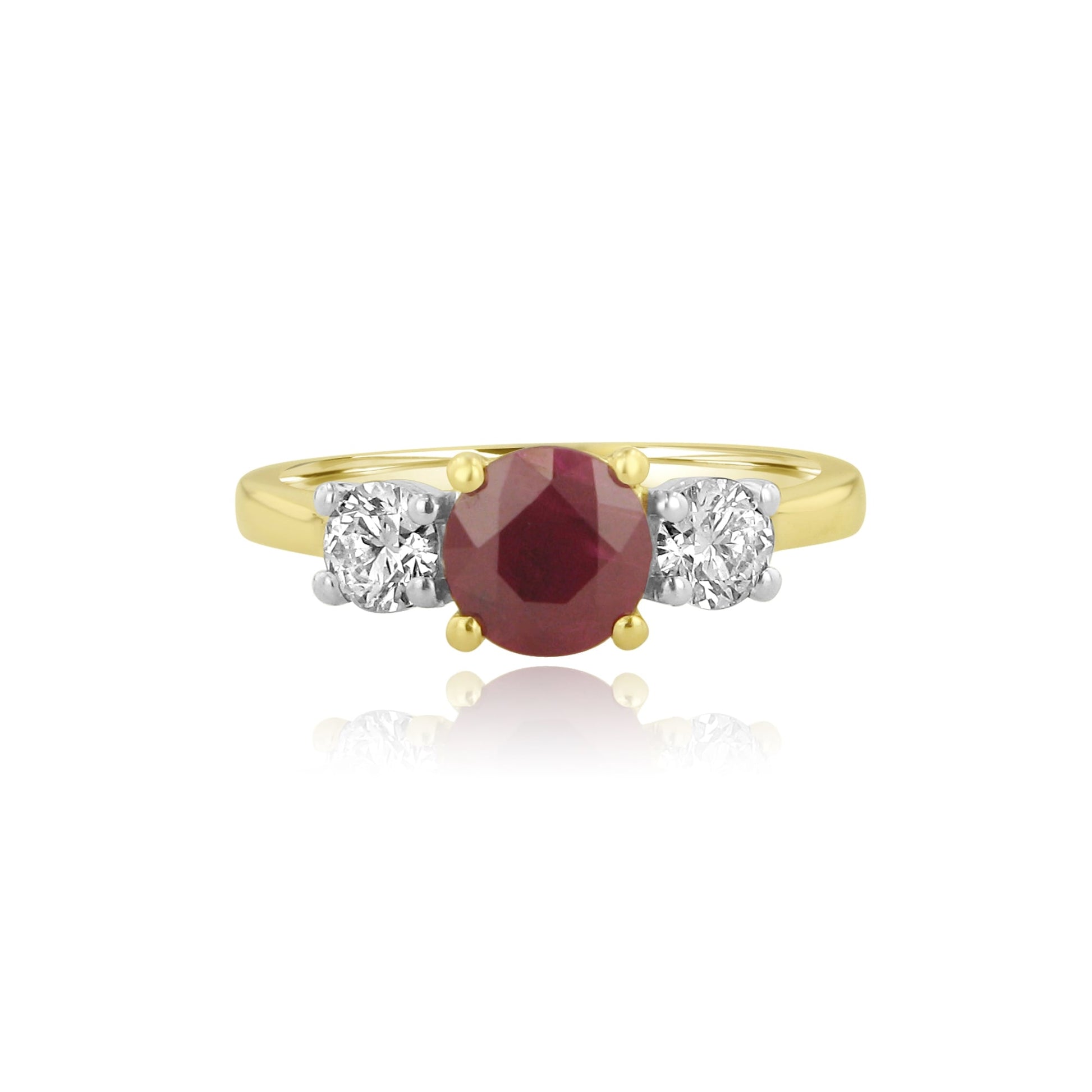 18ct Gold Three Stone Ruby and Diamond Ring RMD36453