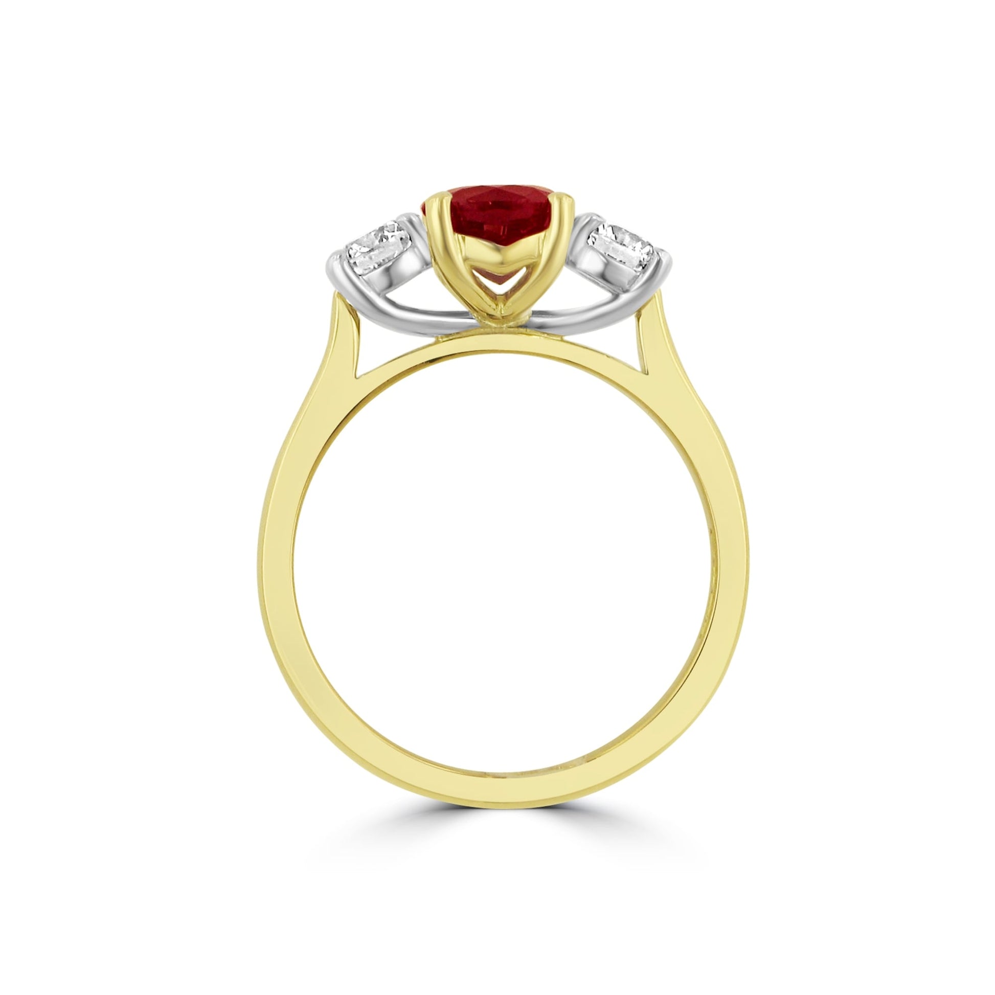 18ct Gold Three Stone Ruby and Diamond Ring RMD36453
