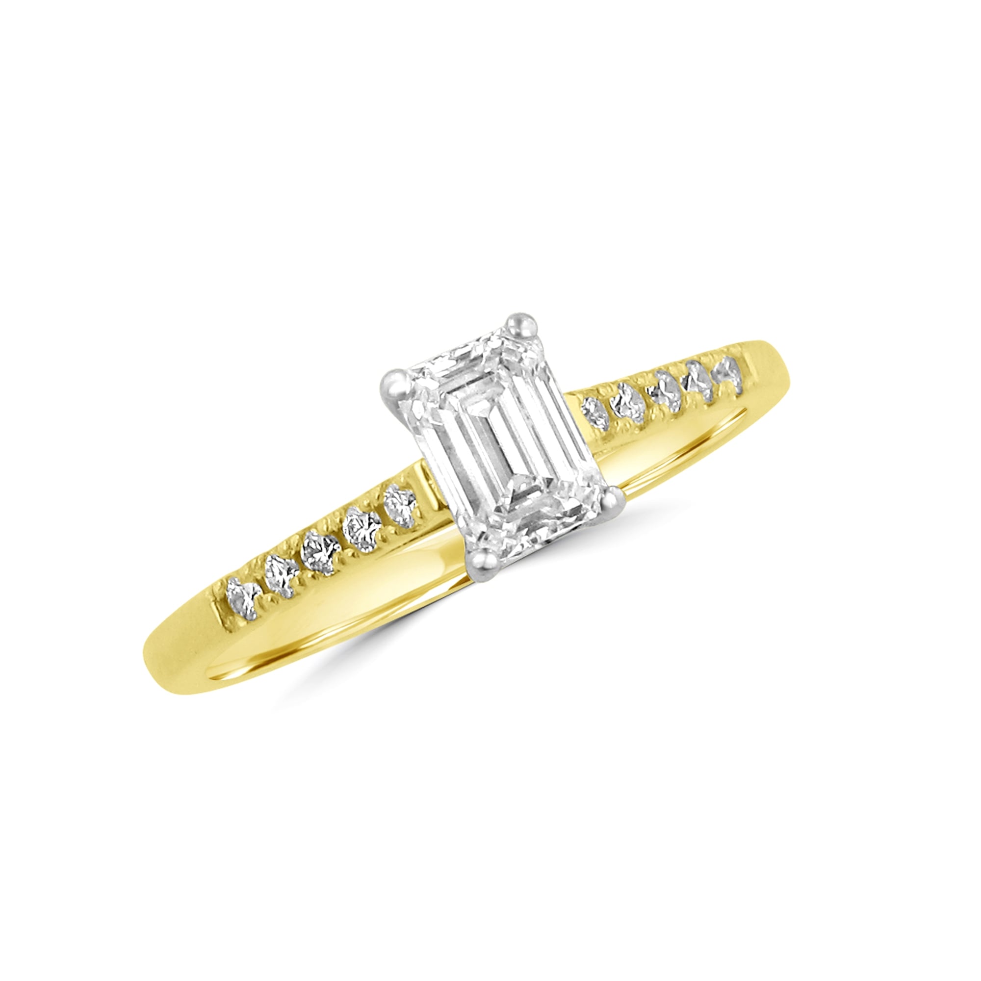 18ct Gold 0.57ct Emerald Cut Diamond Engagement Ring with Diamond Sides RKN36442