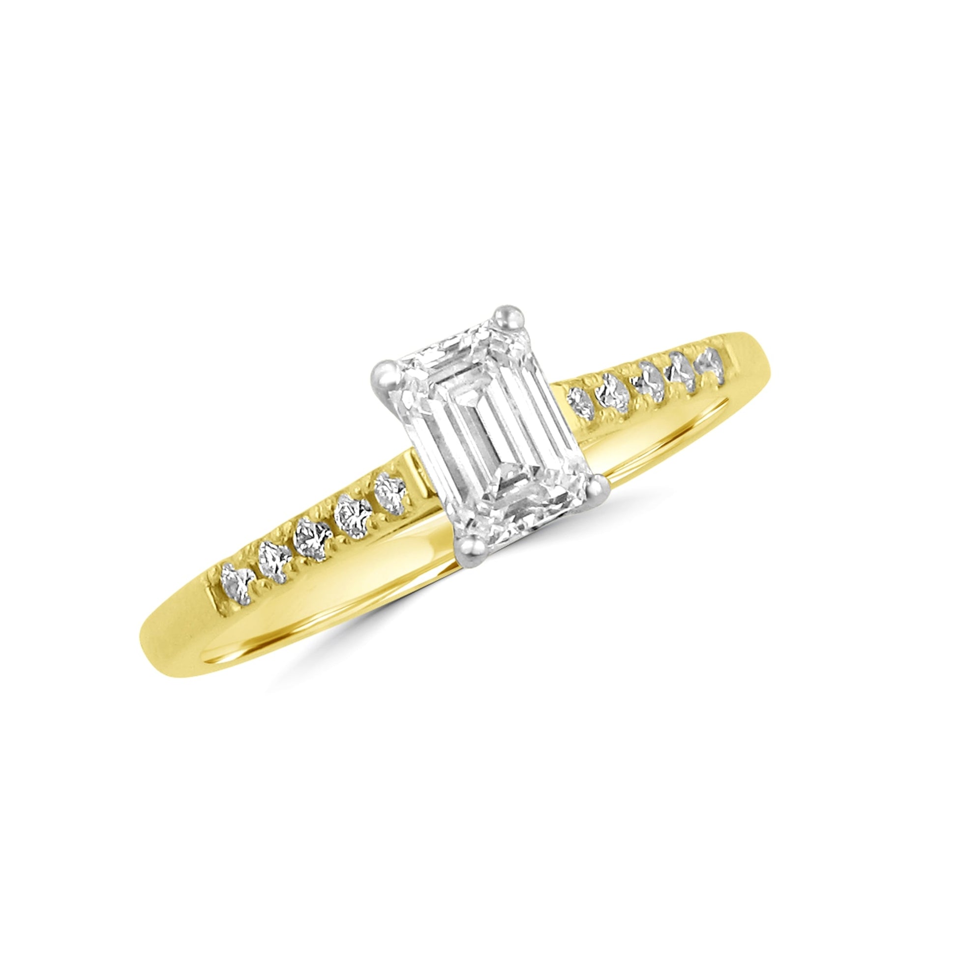 18ct Gold 0.57ct Emerald Cut Diamond Engagement Ring with Diamond Sides RKN36442