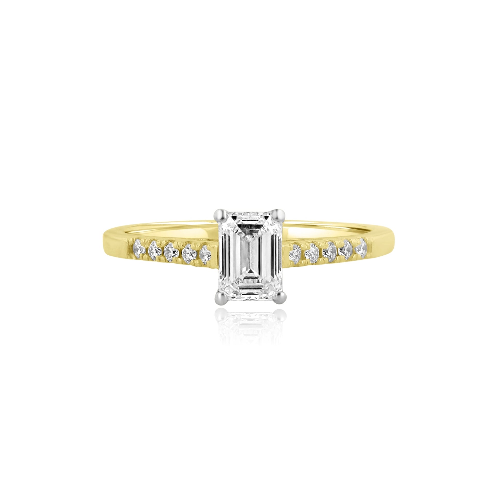 18ct Gold 0.57ct Emerald Cut Diamond Engagement Ring with Diamond Sides RKN36442