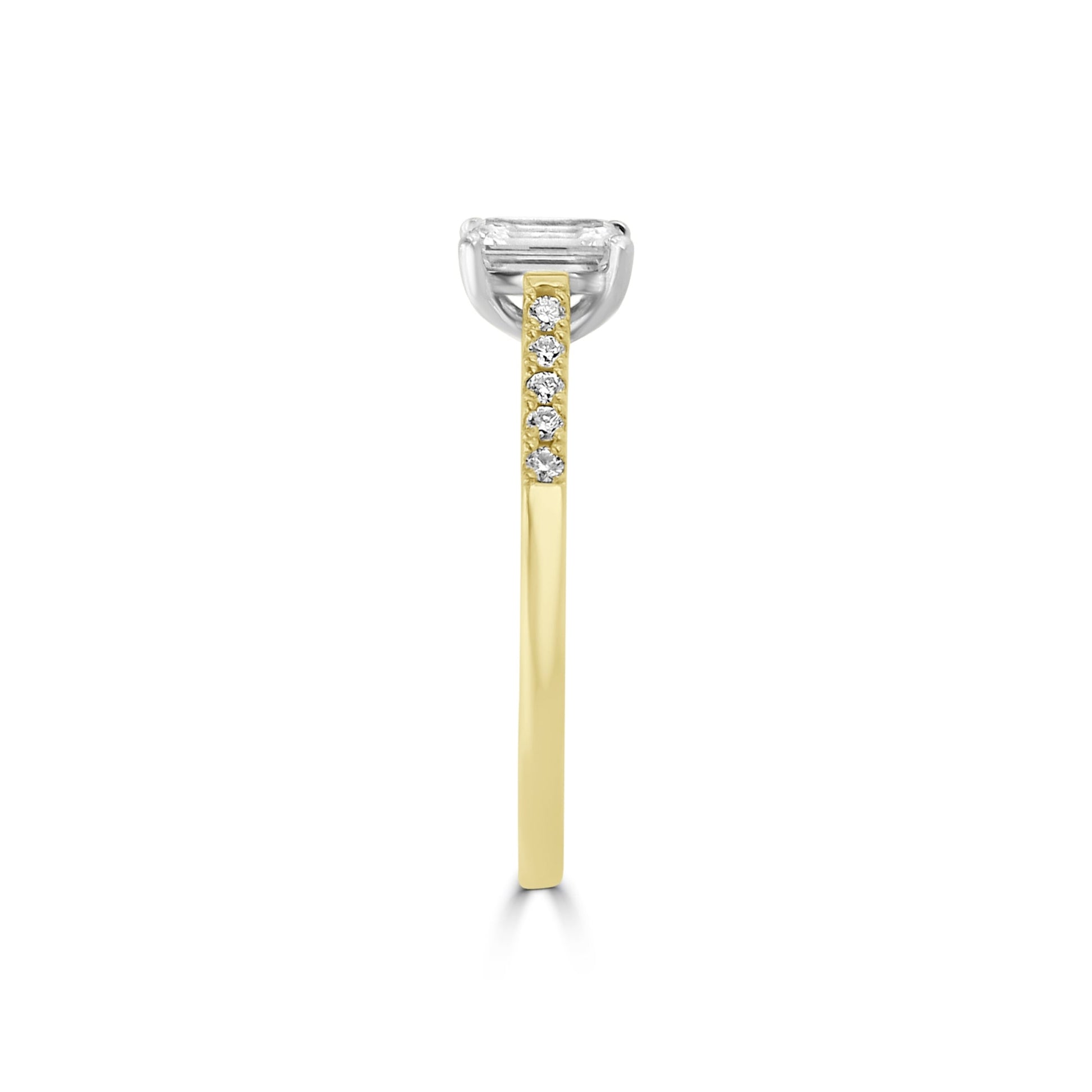 18ct Gold 0.57ct Emerald Cut Diamond Engagement Ring with Diamond Sides RKN36442