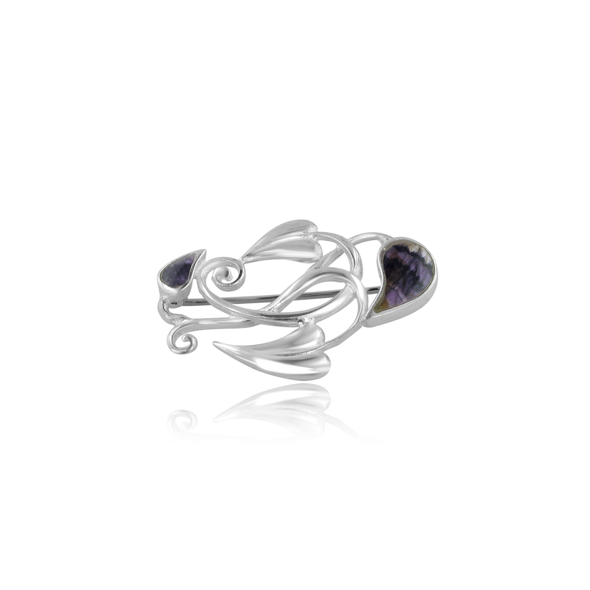 Silver Art Nouveau Inspired Blue John Vine Brooch