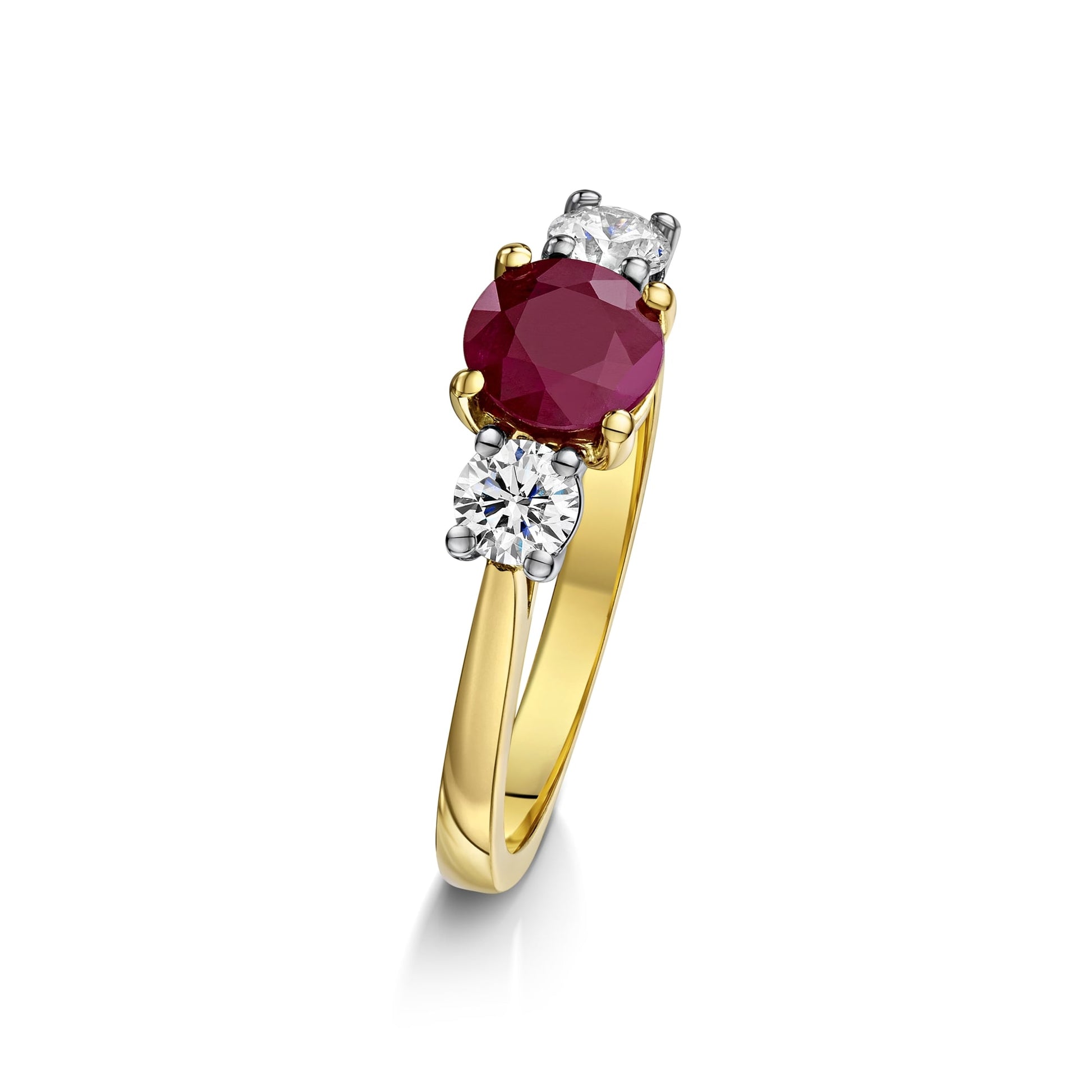 18ct Gold Three Stone Ruby and Diamond Ring RMD36453